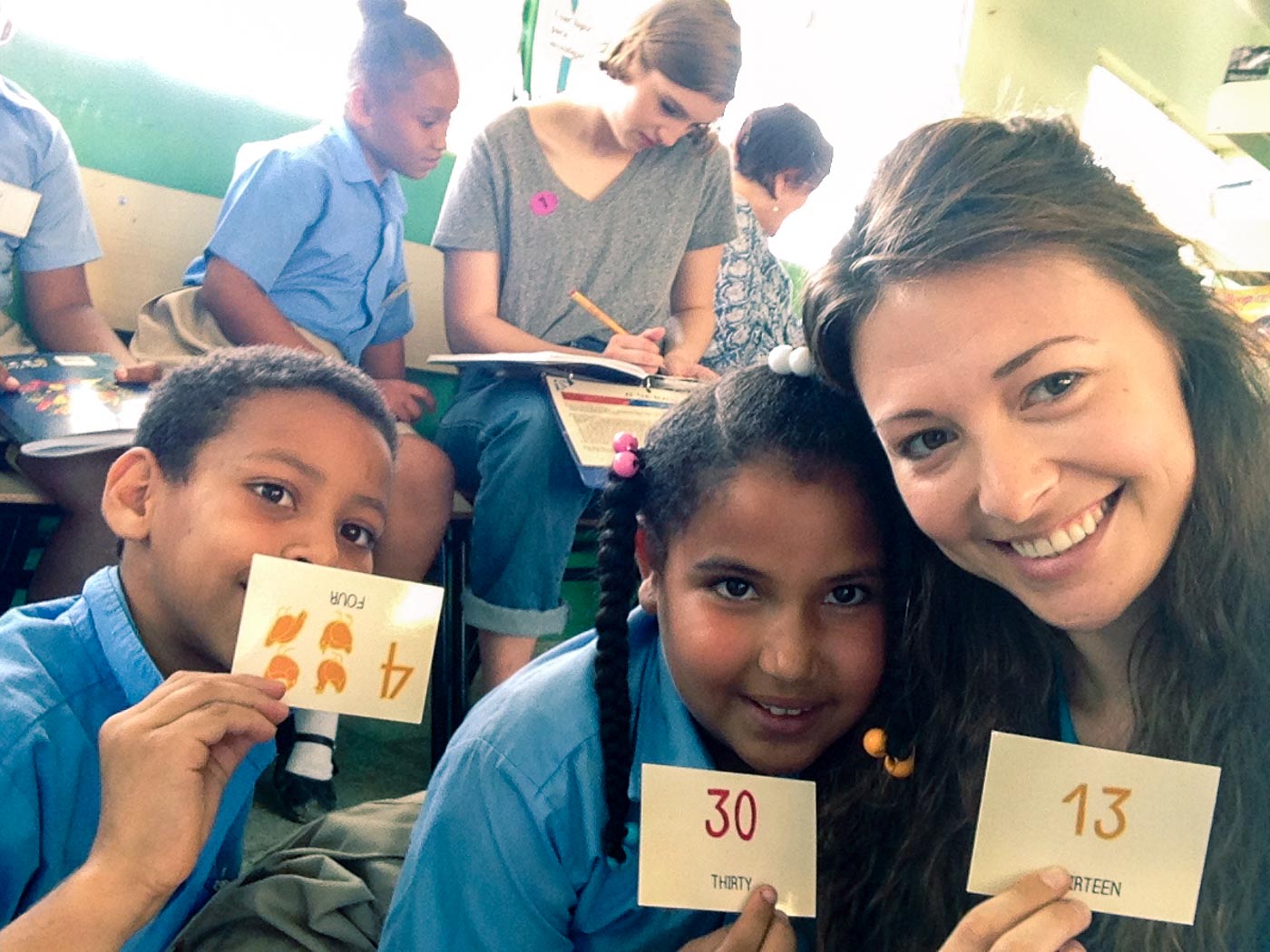 Oksana with Aracelis and Willis, students from El Cupey Isabelle Merenes School in Puerto Plata, Dominican Republic