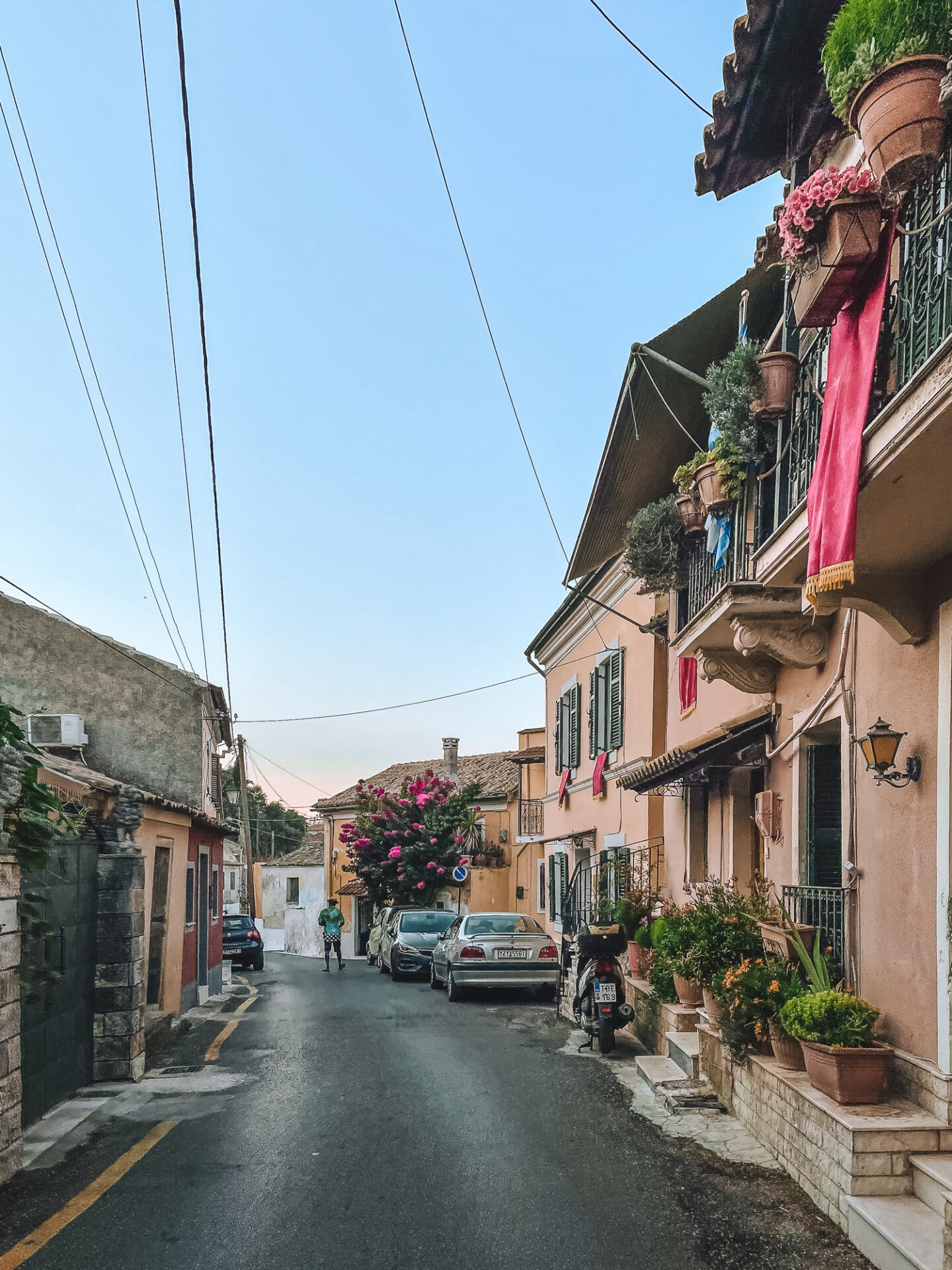 Street in a small town on Corfu Island