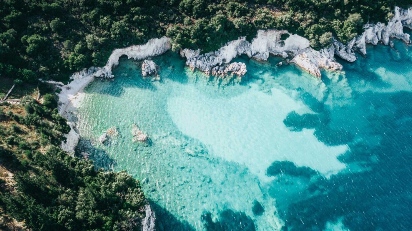 Beautiful swimming cove on one of the islands east of Lefkada