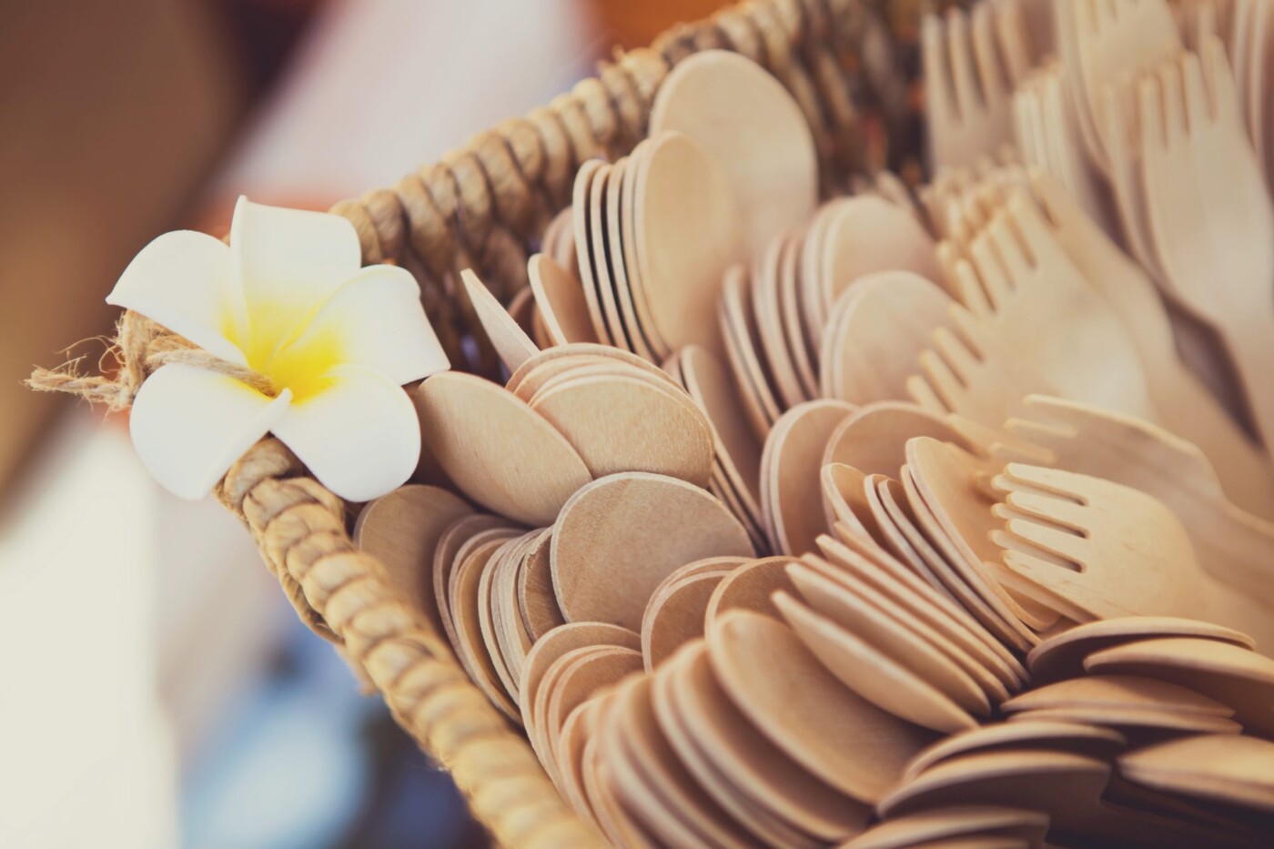 Bamboo cutlery at the wedding. Costa Rica