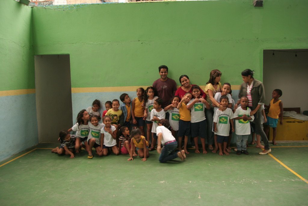 Kaushik and the kids at the project in Rio de Janeiro