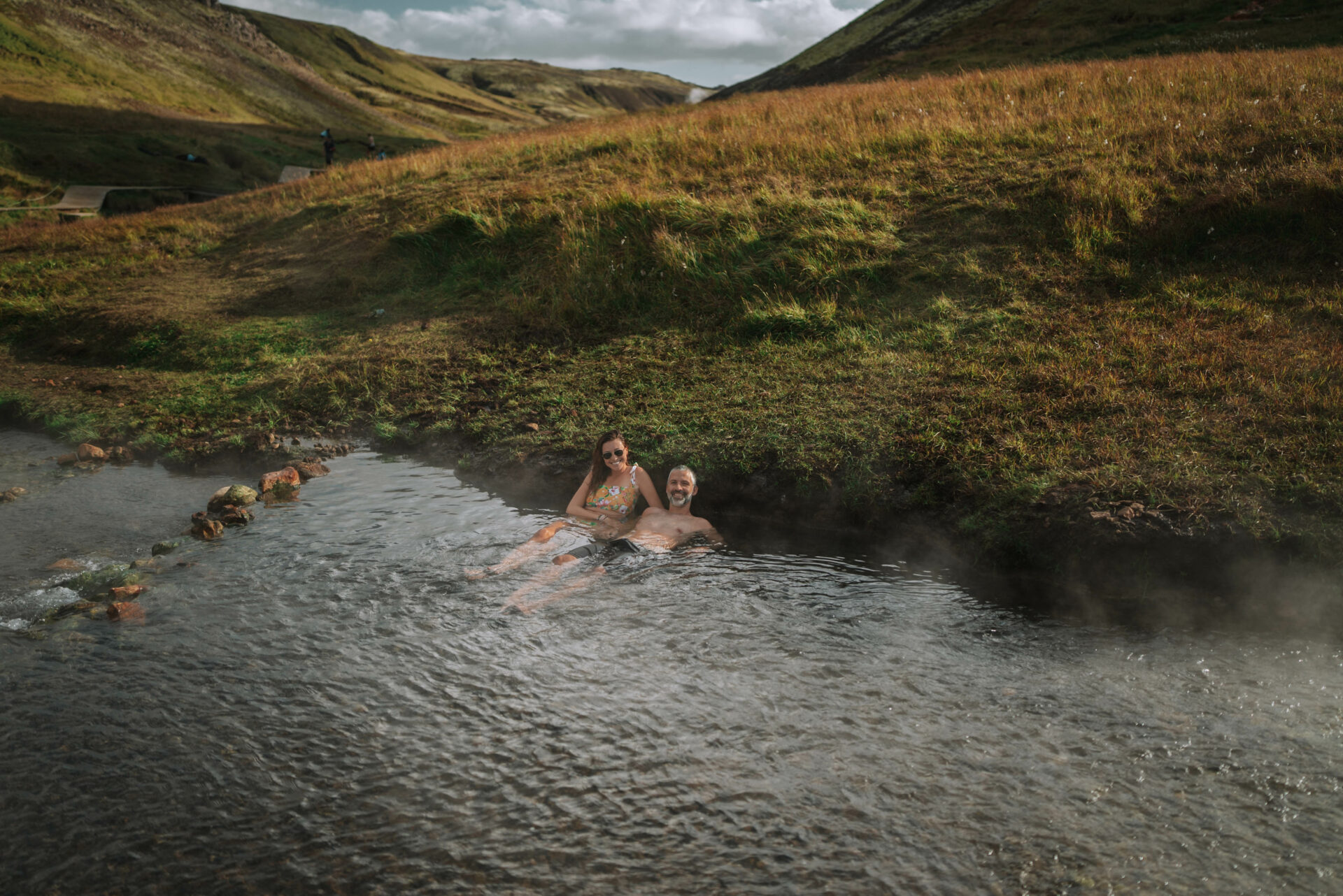 Enjoying the hot springs