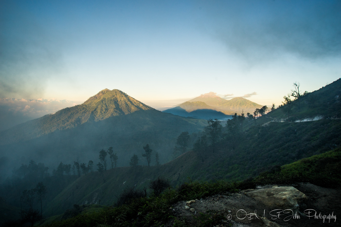Volcanic peaks surrounding Ijen Plateau. East Java. Indonesia