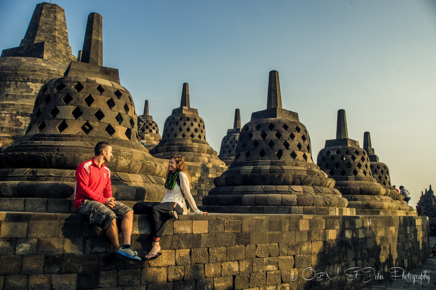 Enjoing our time at Borobudur without the crowds. Java. Indonesia