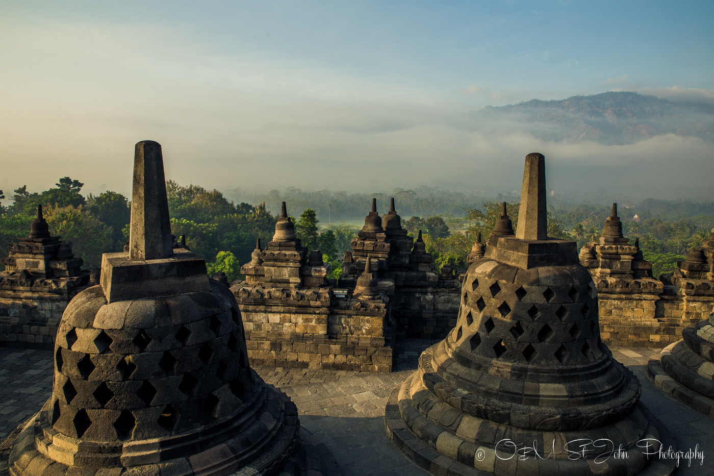 Borobudur Temple shortly after sunrise. Java. Indonesia