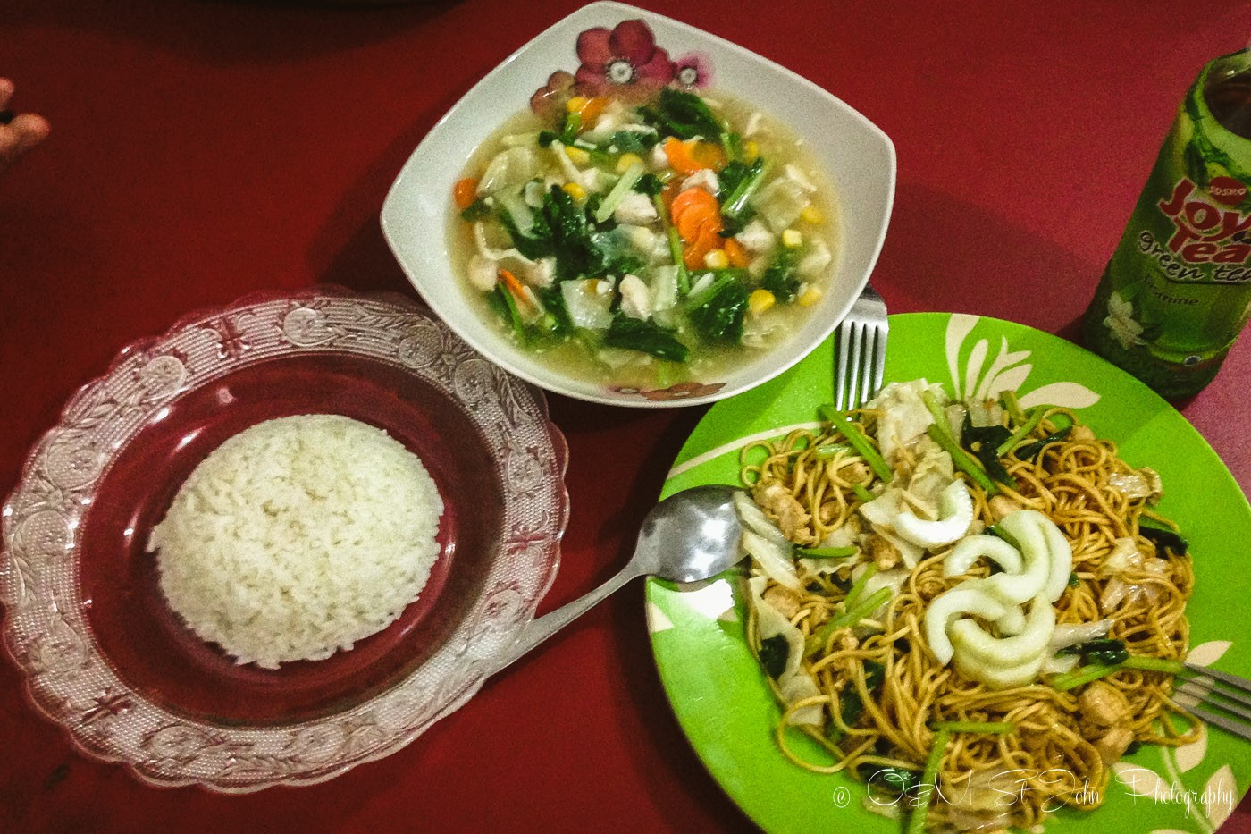 Cap Cay, Mie Goreng and a side fo rice. Indonesian Food