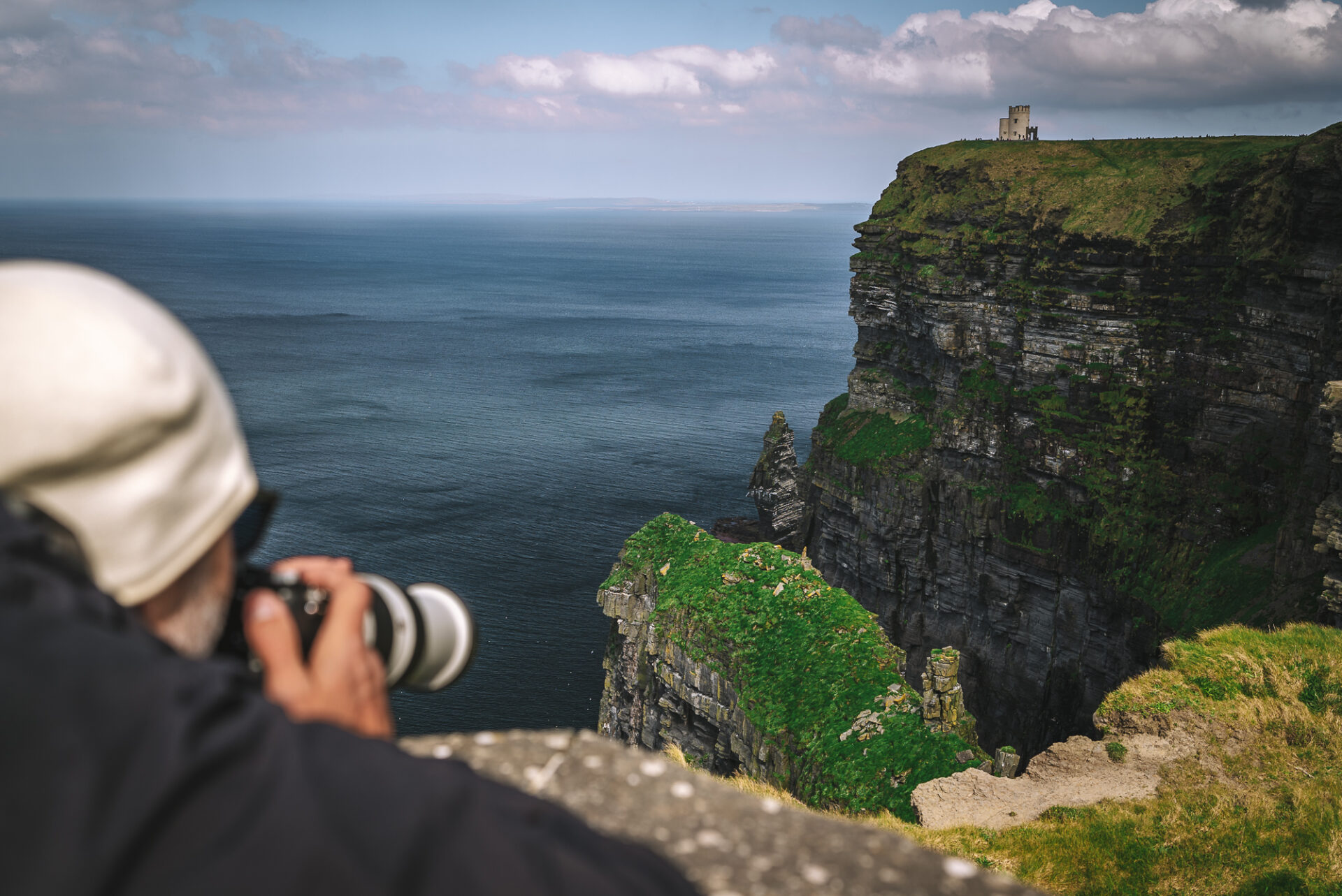 Searching for birds at the Cliffs of Moher