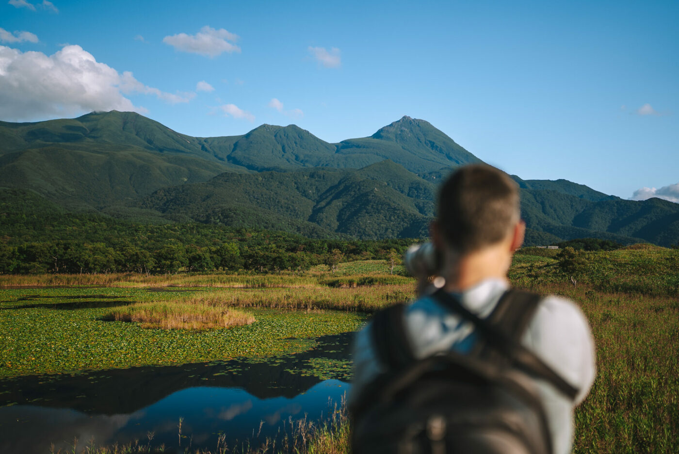 Max taking a photo of this incredible landscape at Shiretoko National Park 