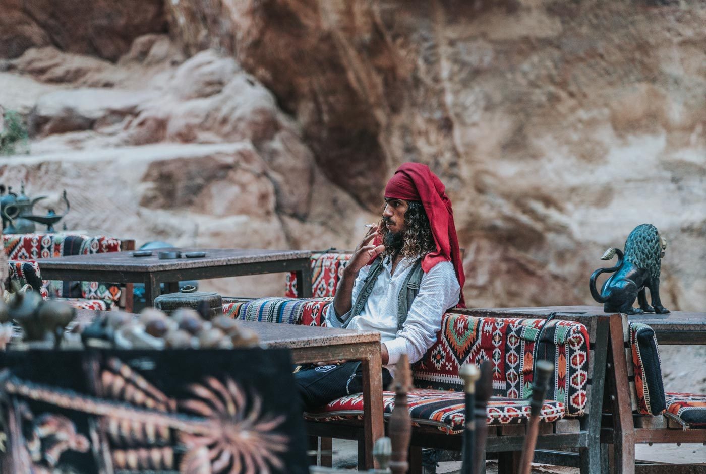 Jack Sparrow look-alike at a shop in Petra, Jordan