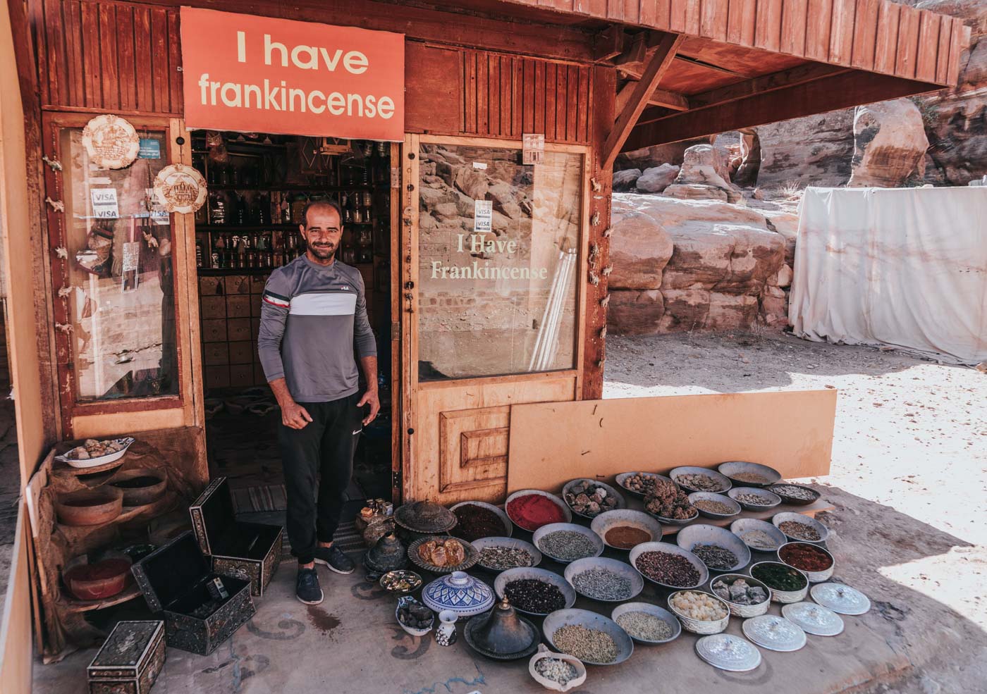 Frankincense Shop in Petra, Jordan. One of the few responsible shops in all of Petra.