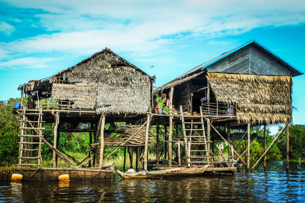 Houses on stilts in Kampong Phluk village