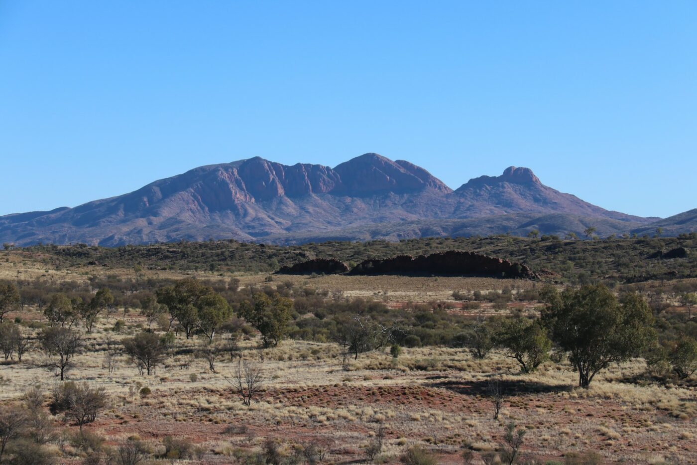 View of distant ranges from Larapinta Drive, NT, Australia.