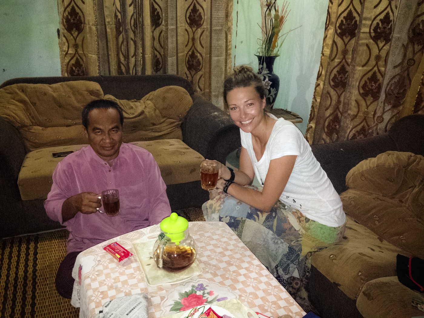 Sharing a cup of tea with my homestay host in Kota Belud, Sabah. Malaysia