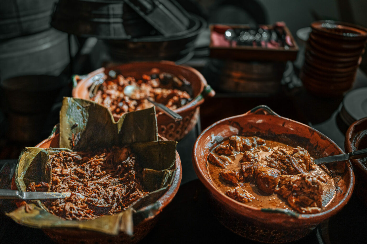 Traditional Mexican dishes on buffet selection at Tomates