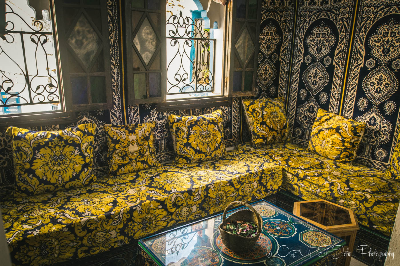 Traditional Moroccan design inside the Maison Hotel, Chefchaouen, Morocco