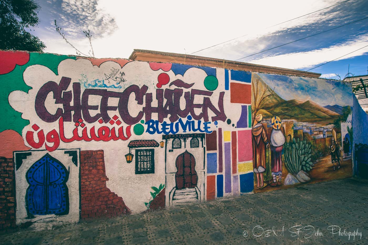 Graffity in Chefchaouen refers to the city as Blueville. Morocco