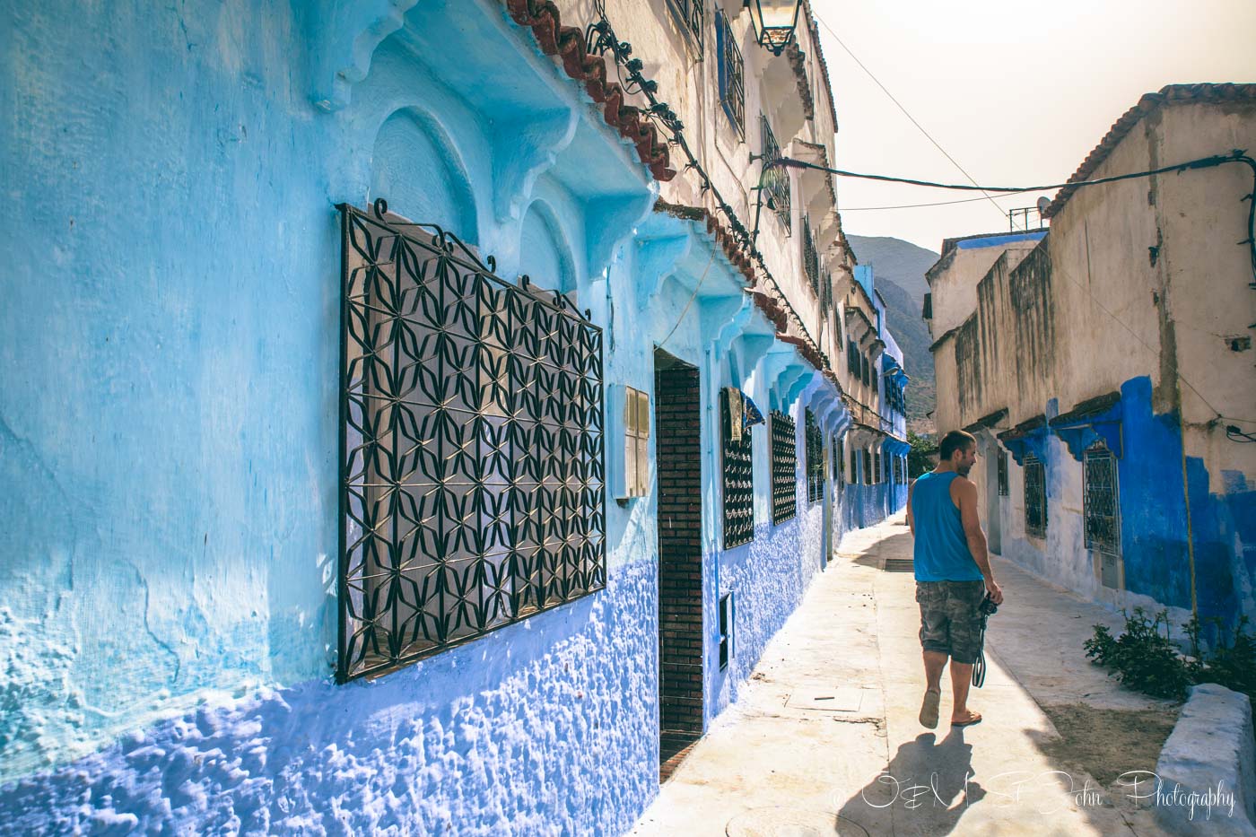 Max roaming around Chefchaouen. Morocco