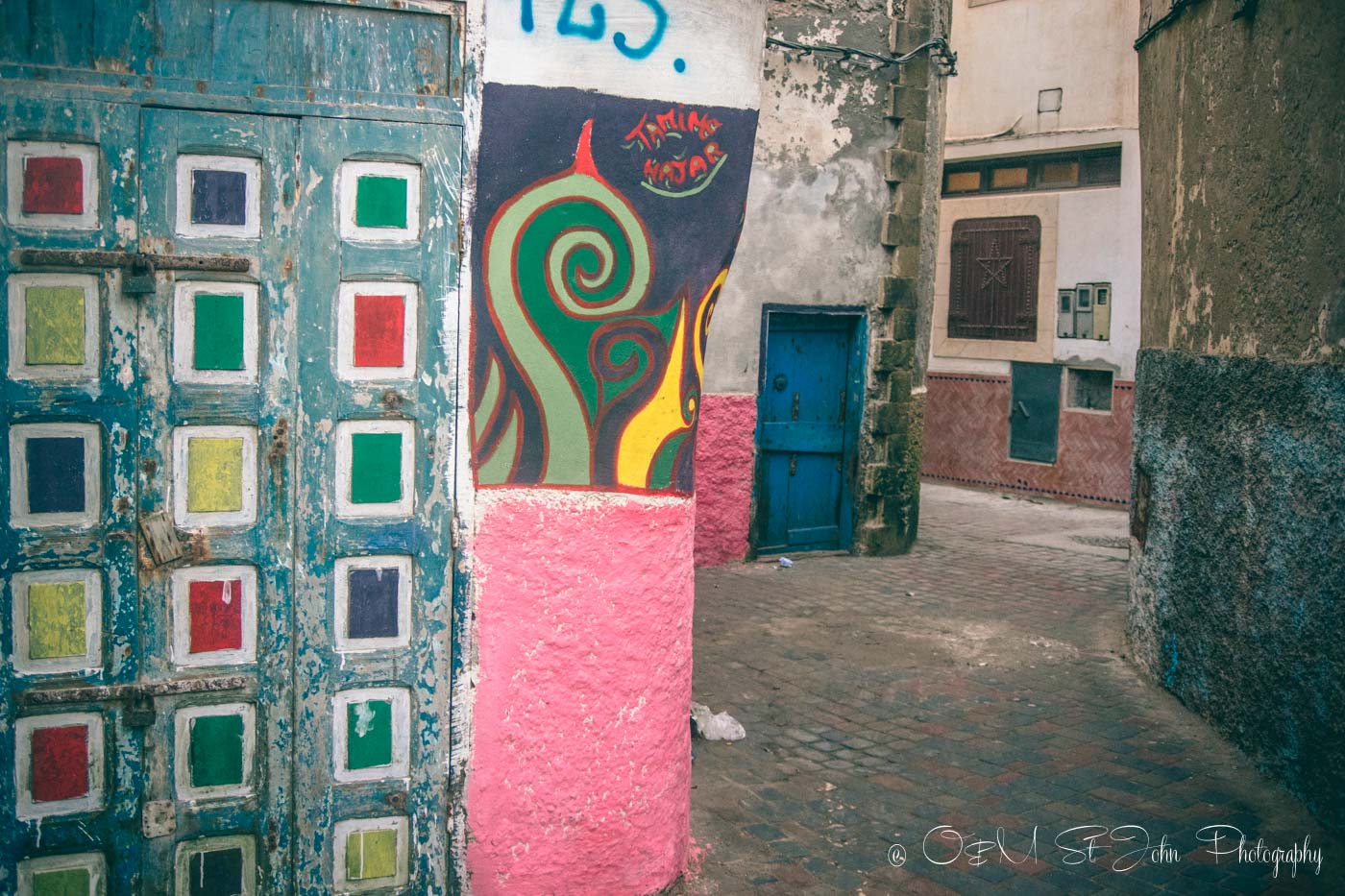 Colourful buildings in Essaouira's medina. Morocco