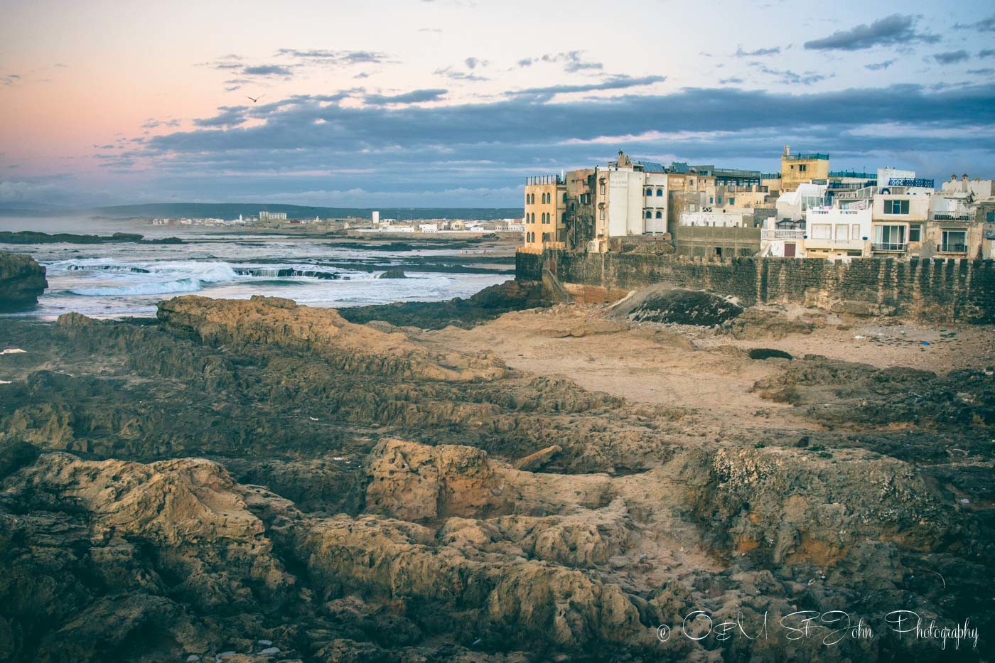 Beautiful view of Essaouira's fortress at sunst. Morocco