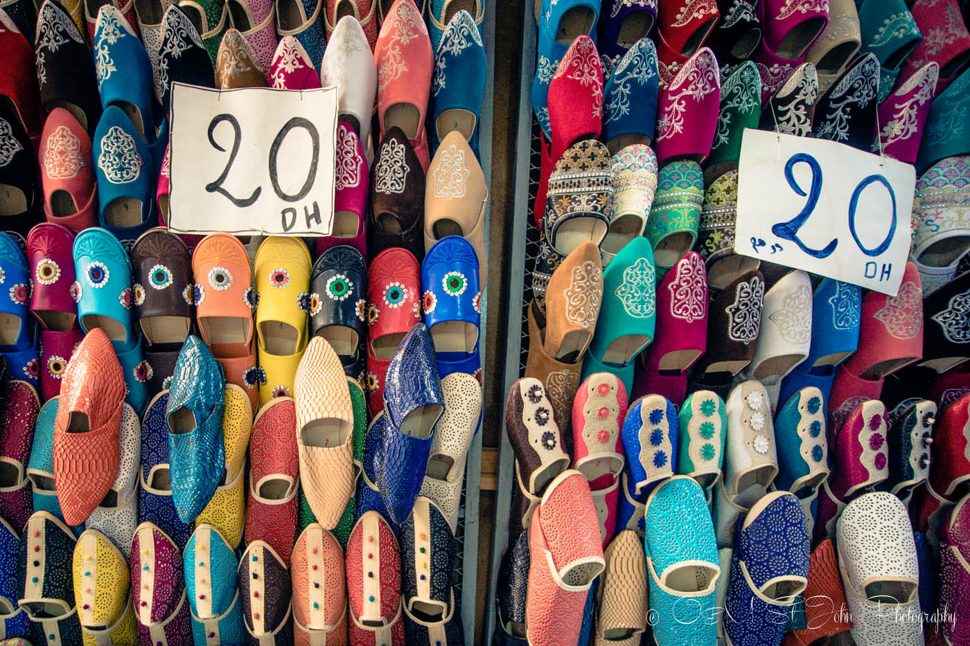 Traditional Moroccan shoes on sale in Fes, Morocco