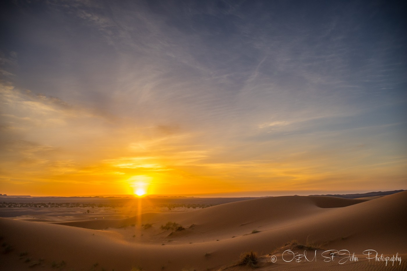 Sunrise in Erg Chebbi, Sahara Desert. Morocco