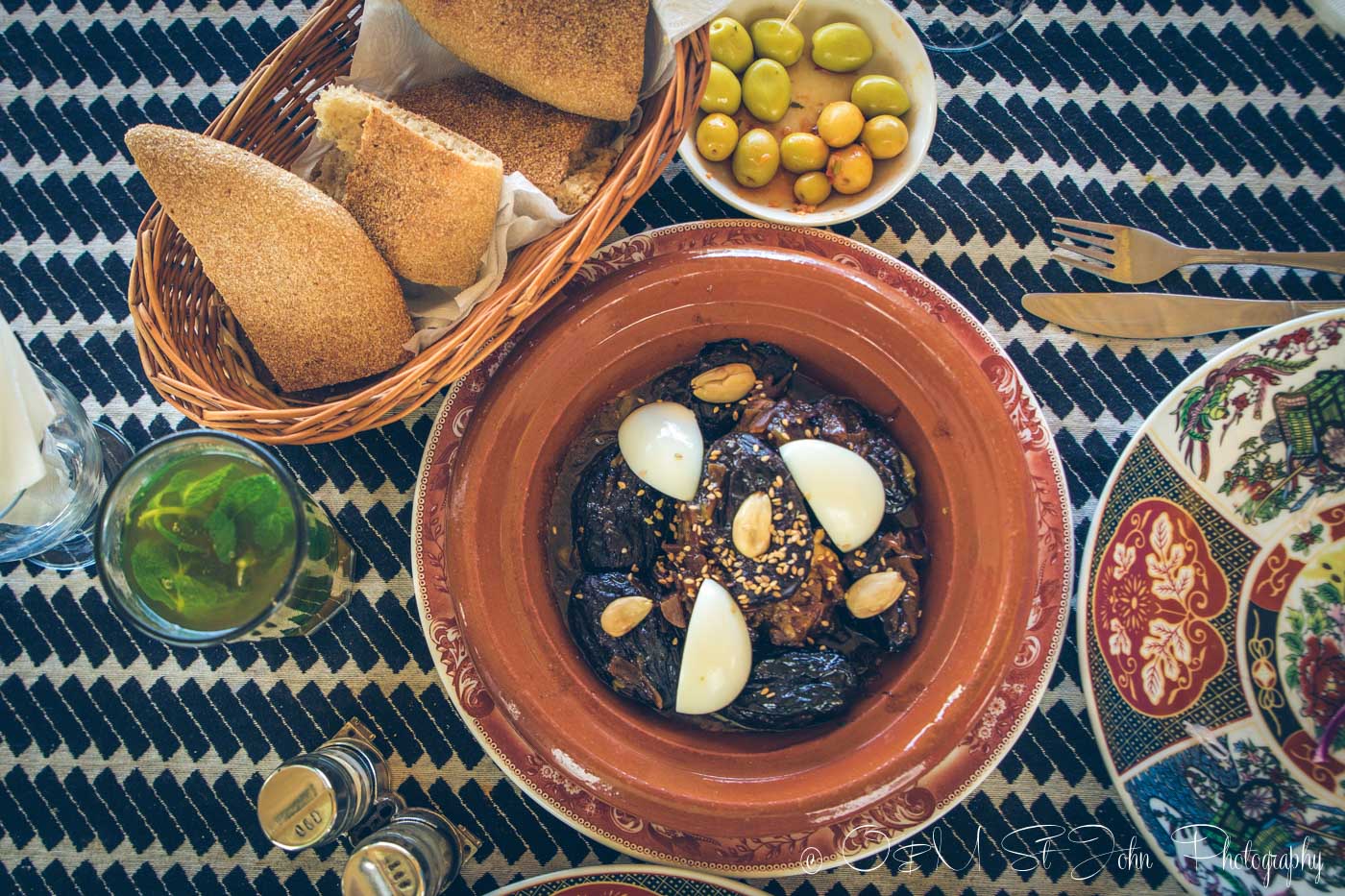 Moroccan food: Lamb, plum and eggs tagine
