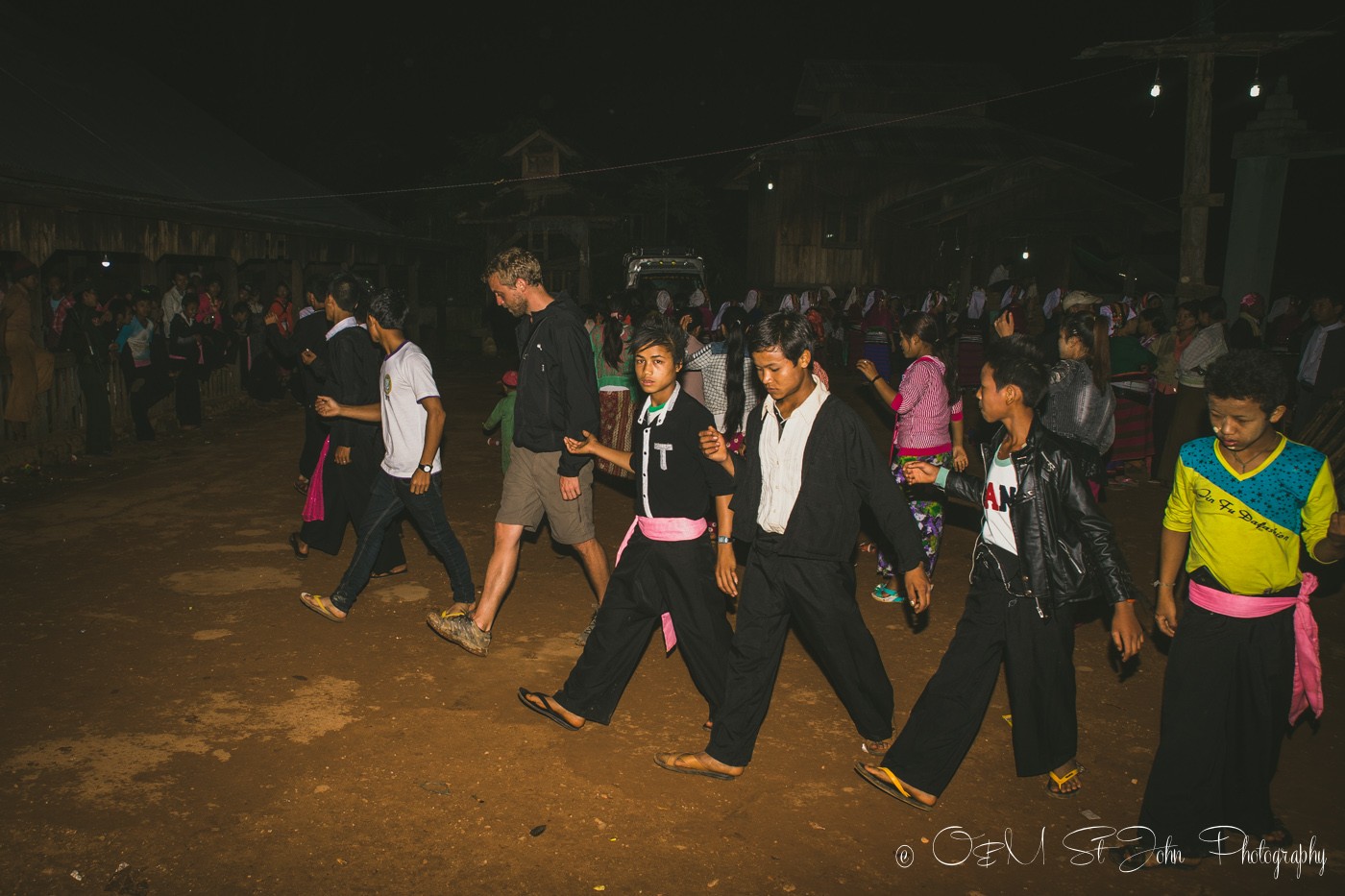 Learning the traditional dance at the Palaung VIllage Monk Harvest Festival. Myanmar