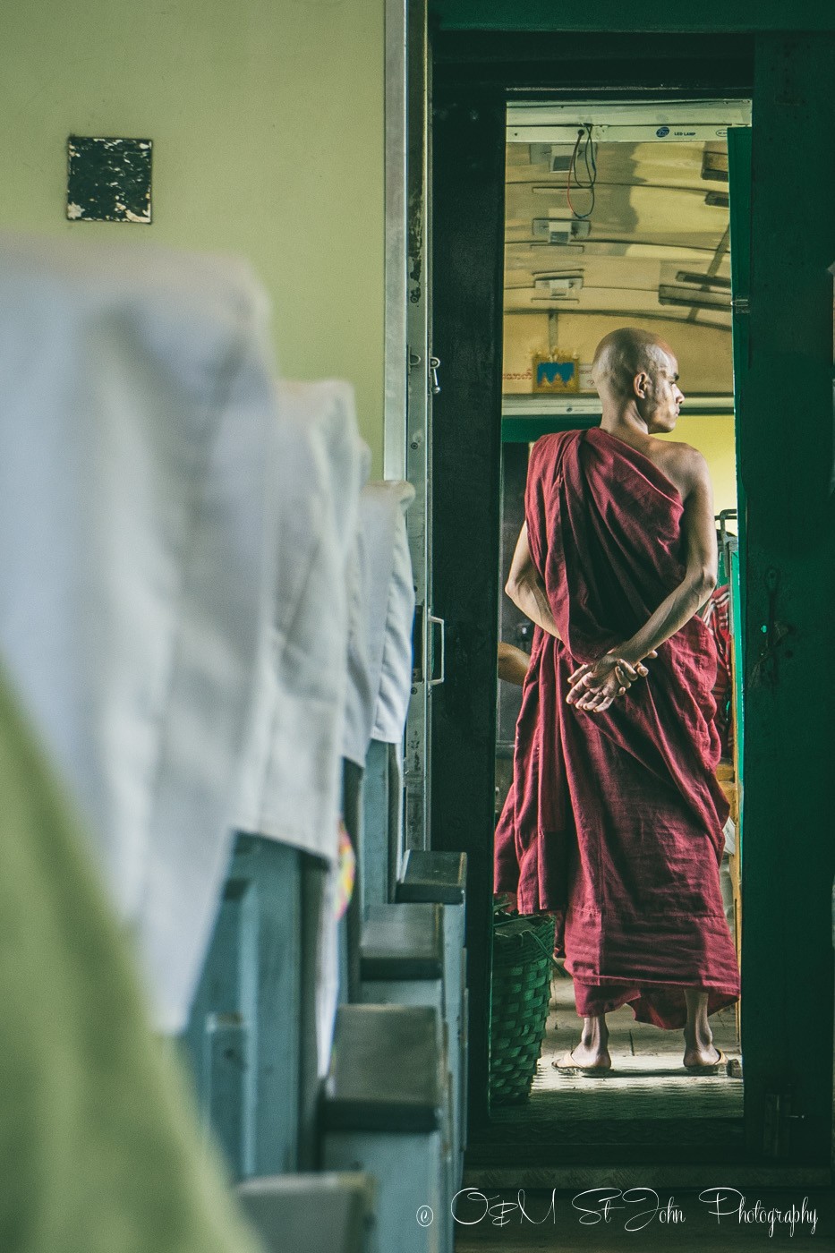 Monk on the train to Hsipaw. Myanmar