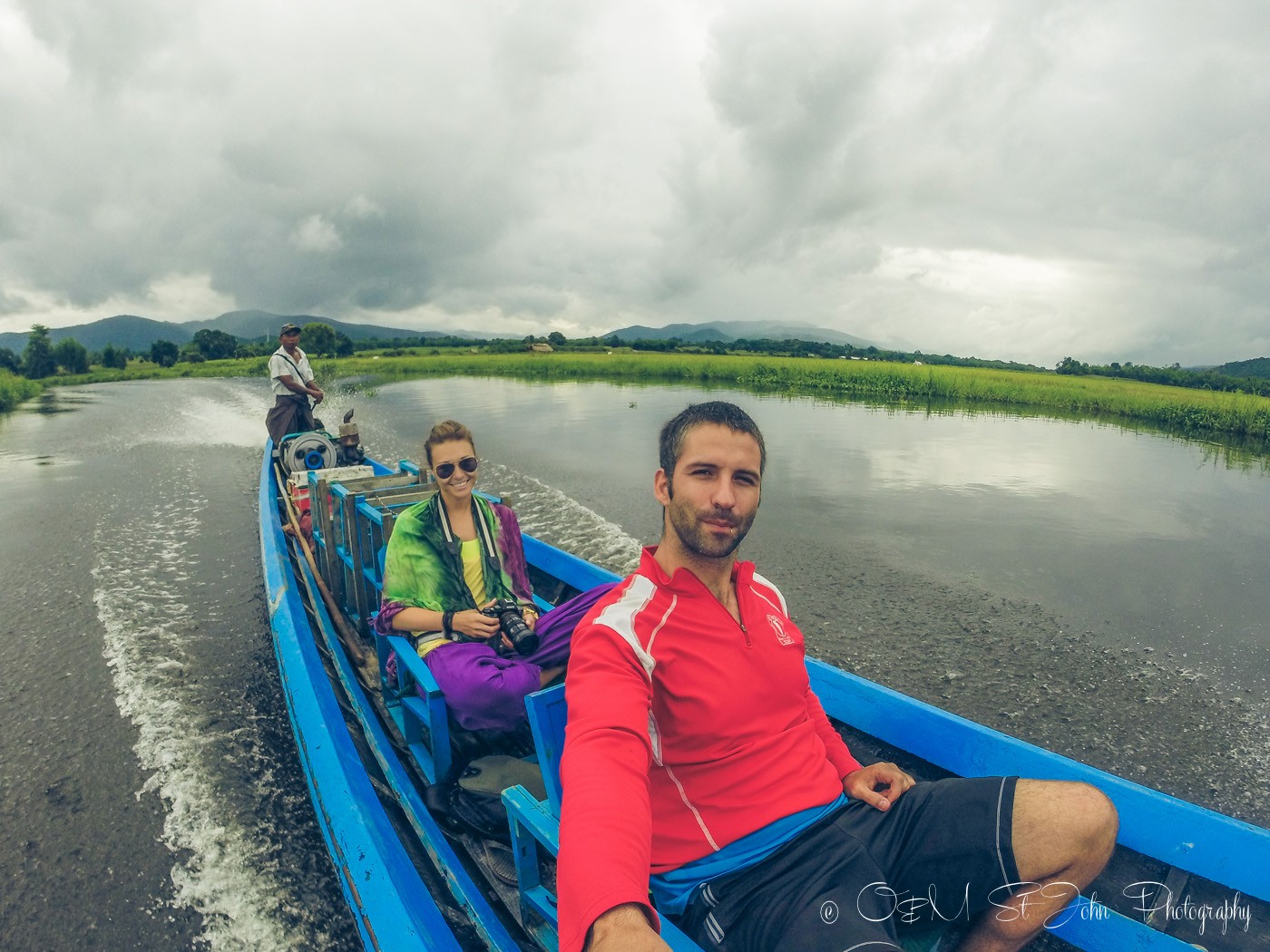 Sailing down Inle Lake, Myanmar