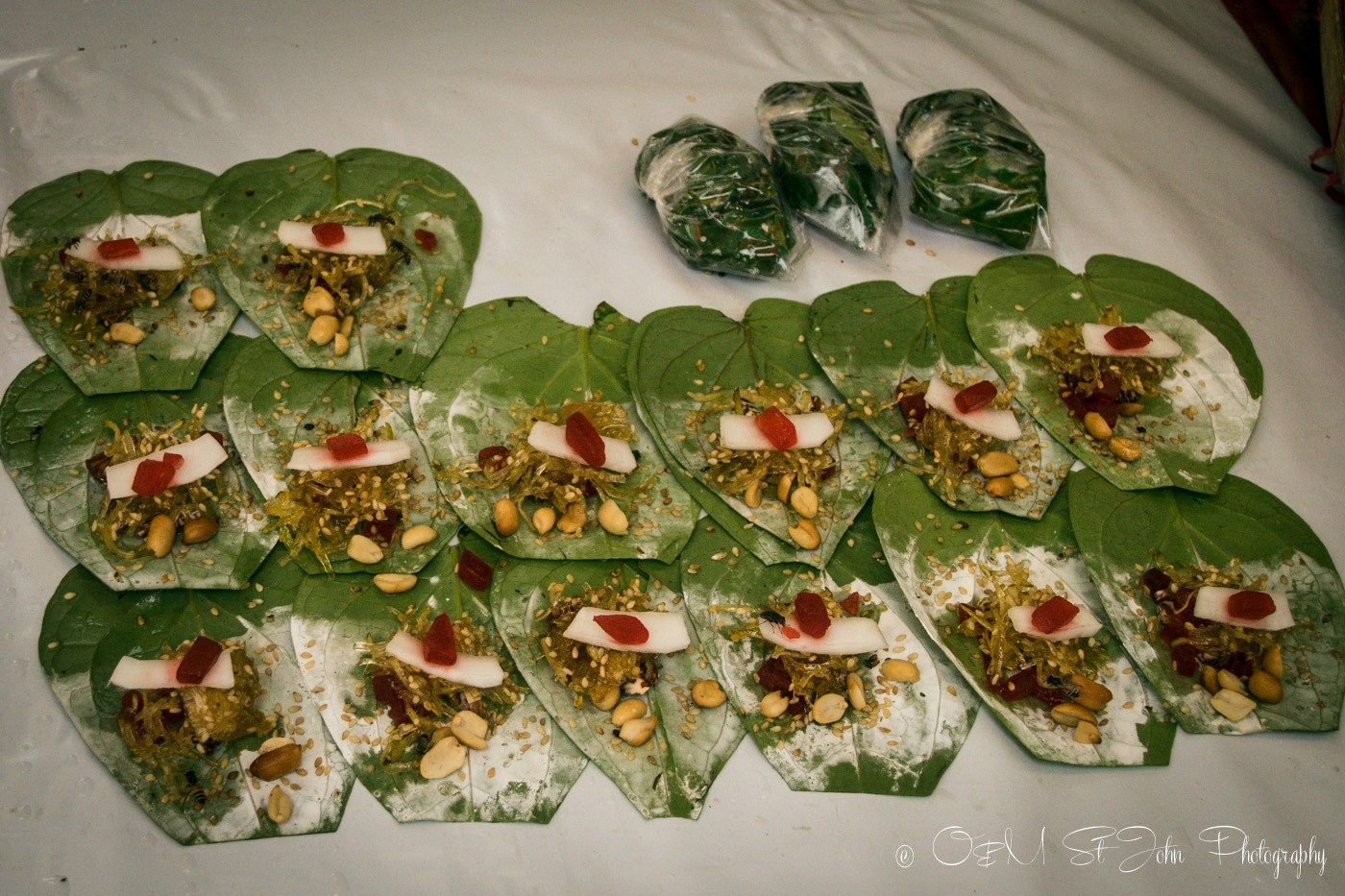 3 days in Yangon: Betel nut wraps ready for sale. Yangon, Myanmar