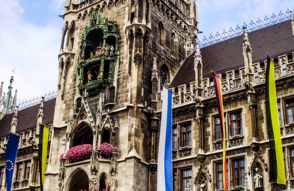New Town Hall with 100 year old Glockenspiel with 32 life-sized figures reenact historical Bavarian events