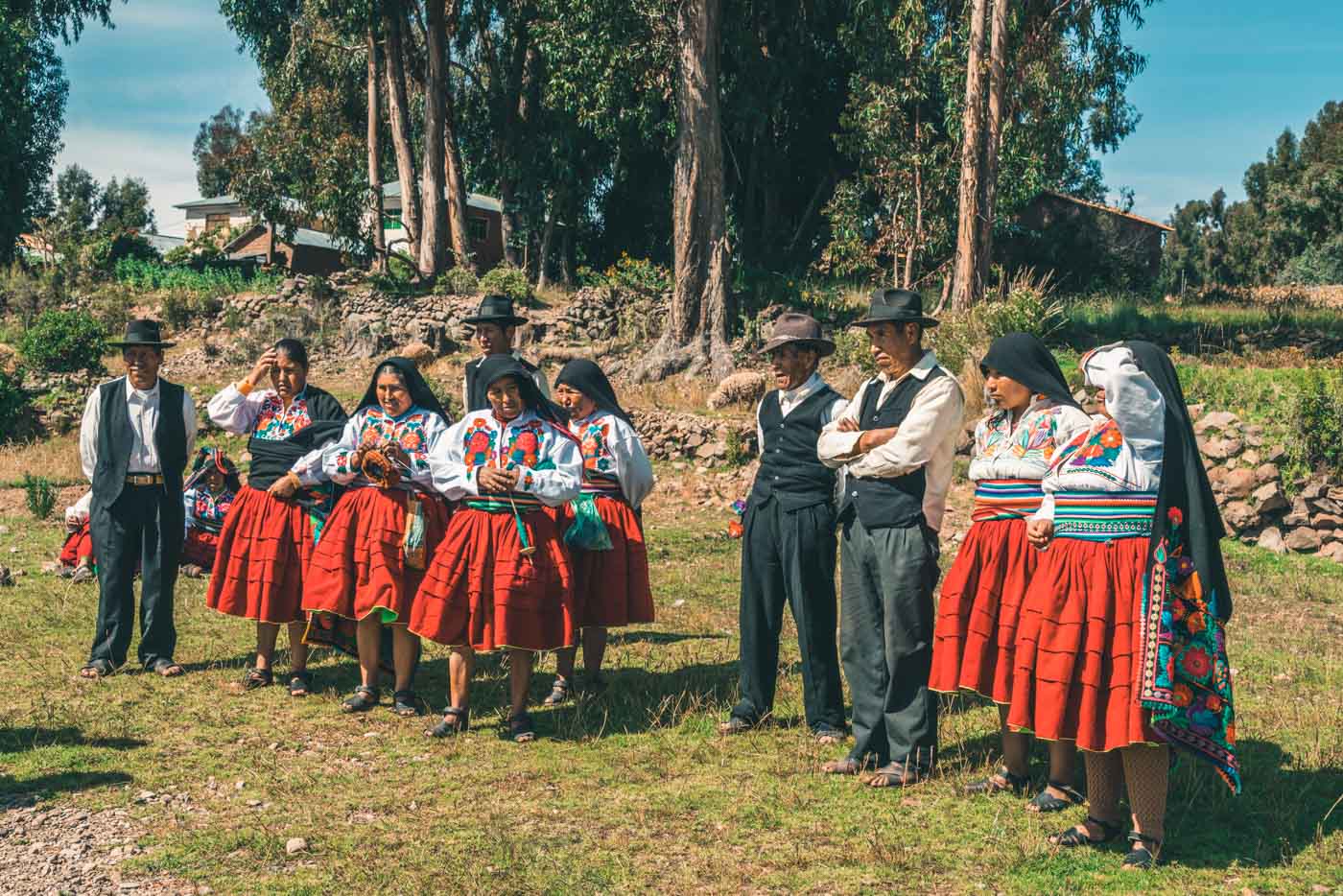 Local families waiting to welcome tourists on the Amantani Island