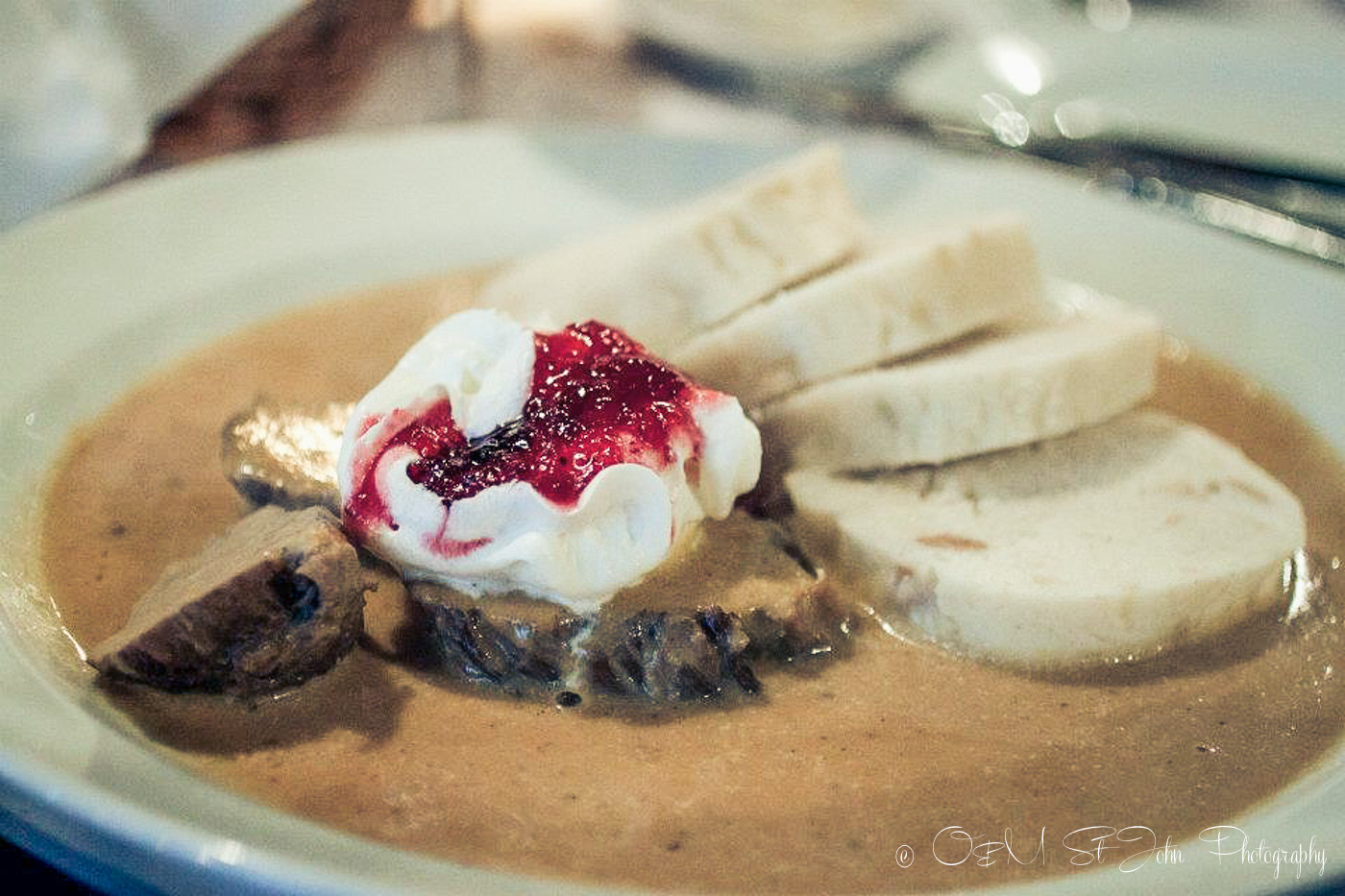 Vepřo-knedlo-zelo (Roast pork with dumplings and sauerkraut) in Prague