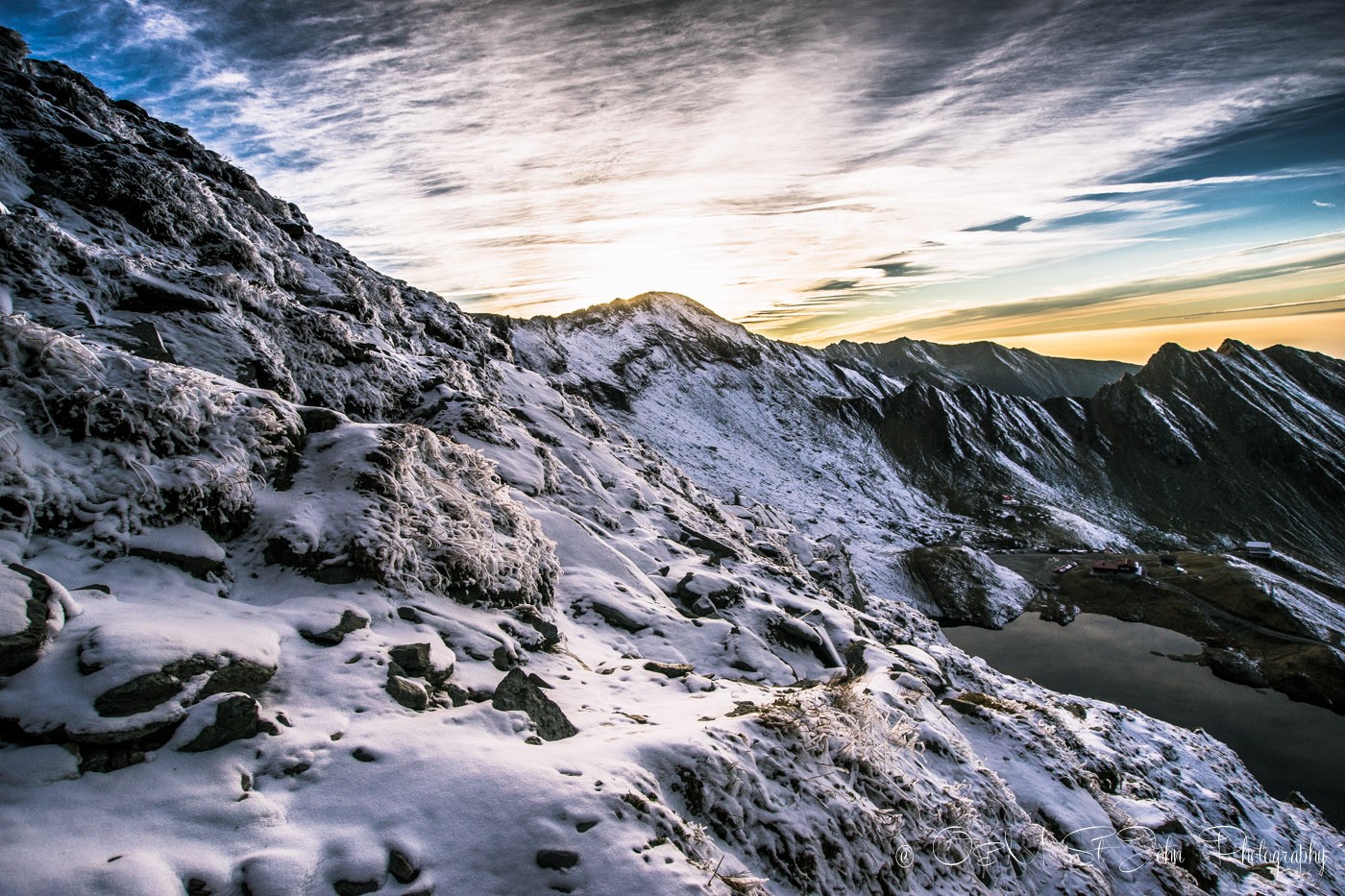 Sunset view from Fagaras Mountains. Transylvania. Romania