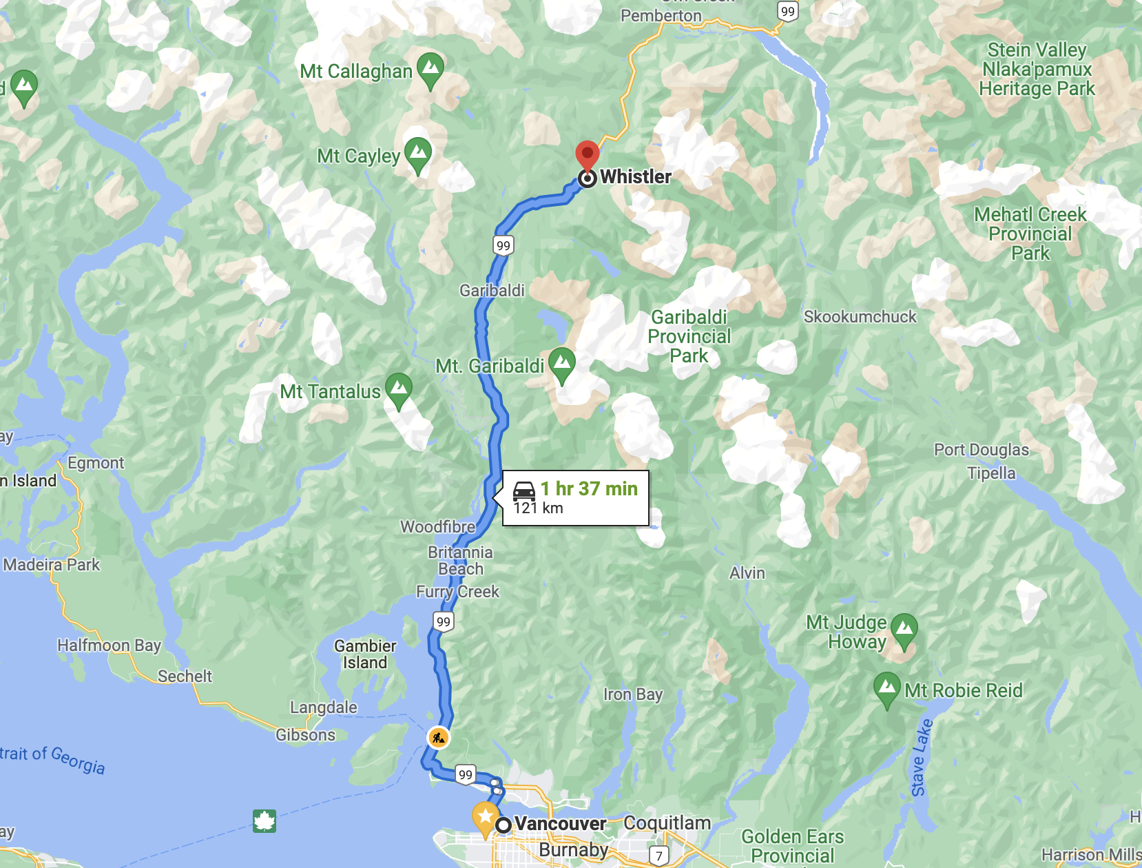 map, sea to sky highway