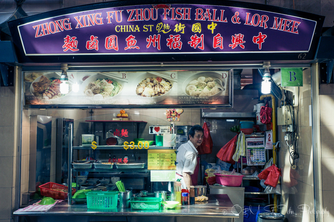 Hawker Stall in Singapore's Chinatown Complex. Singapore on a budget