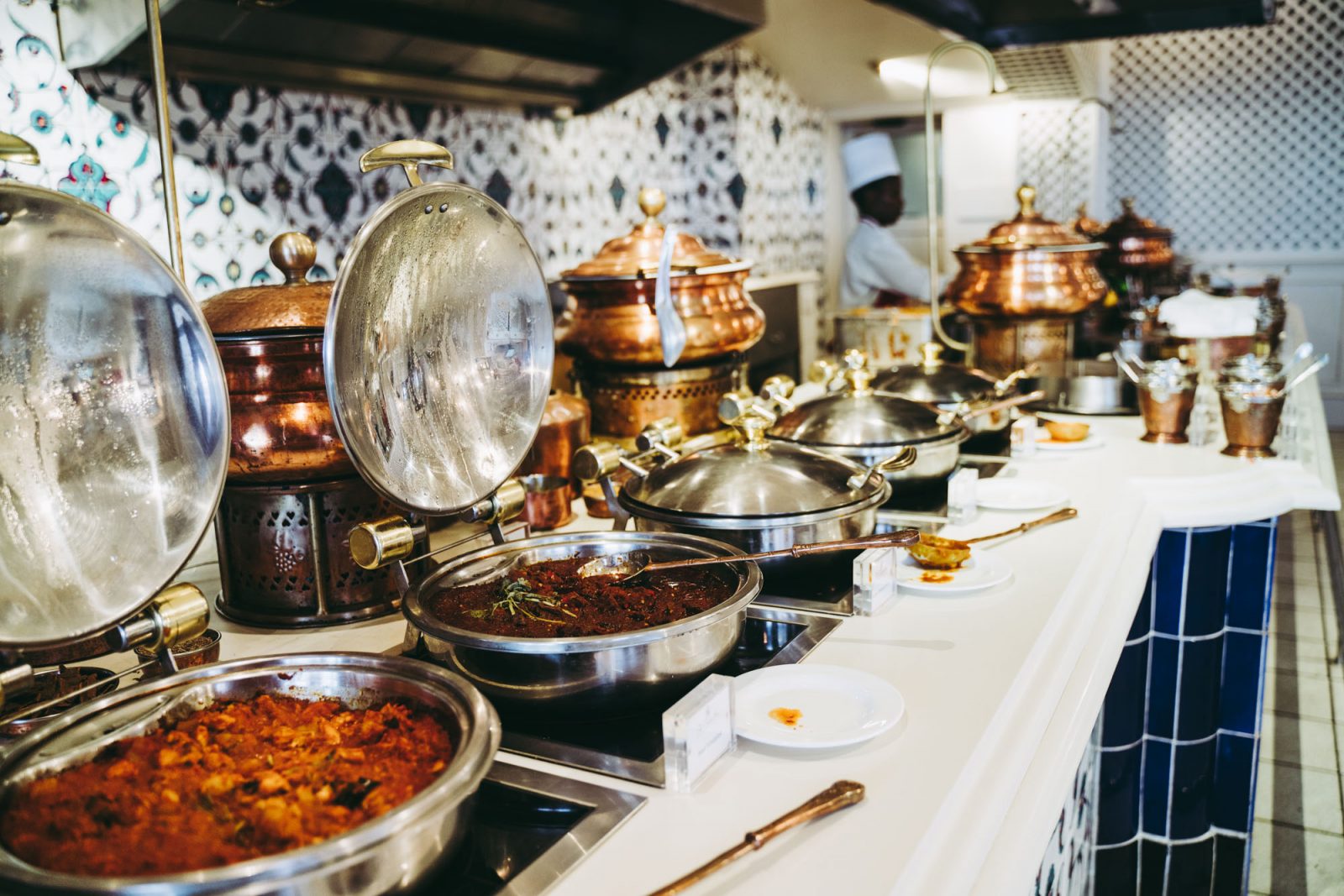 Curry buffet at the Oyster Box hotel in Durban, South Africa