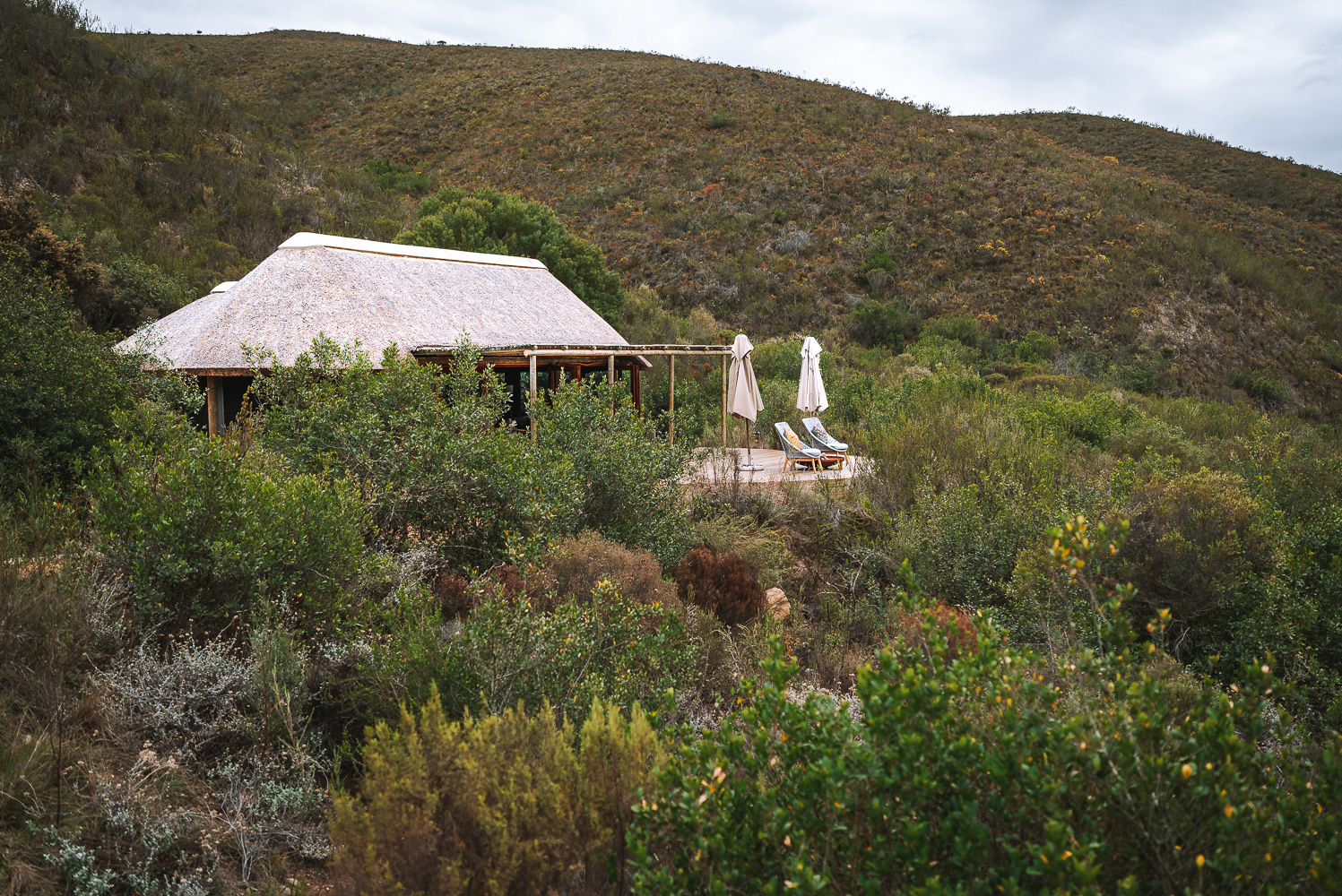 Common areas of the lodge, view from the valley, safari lodges in South Africa