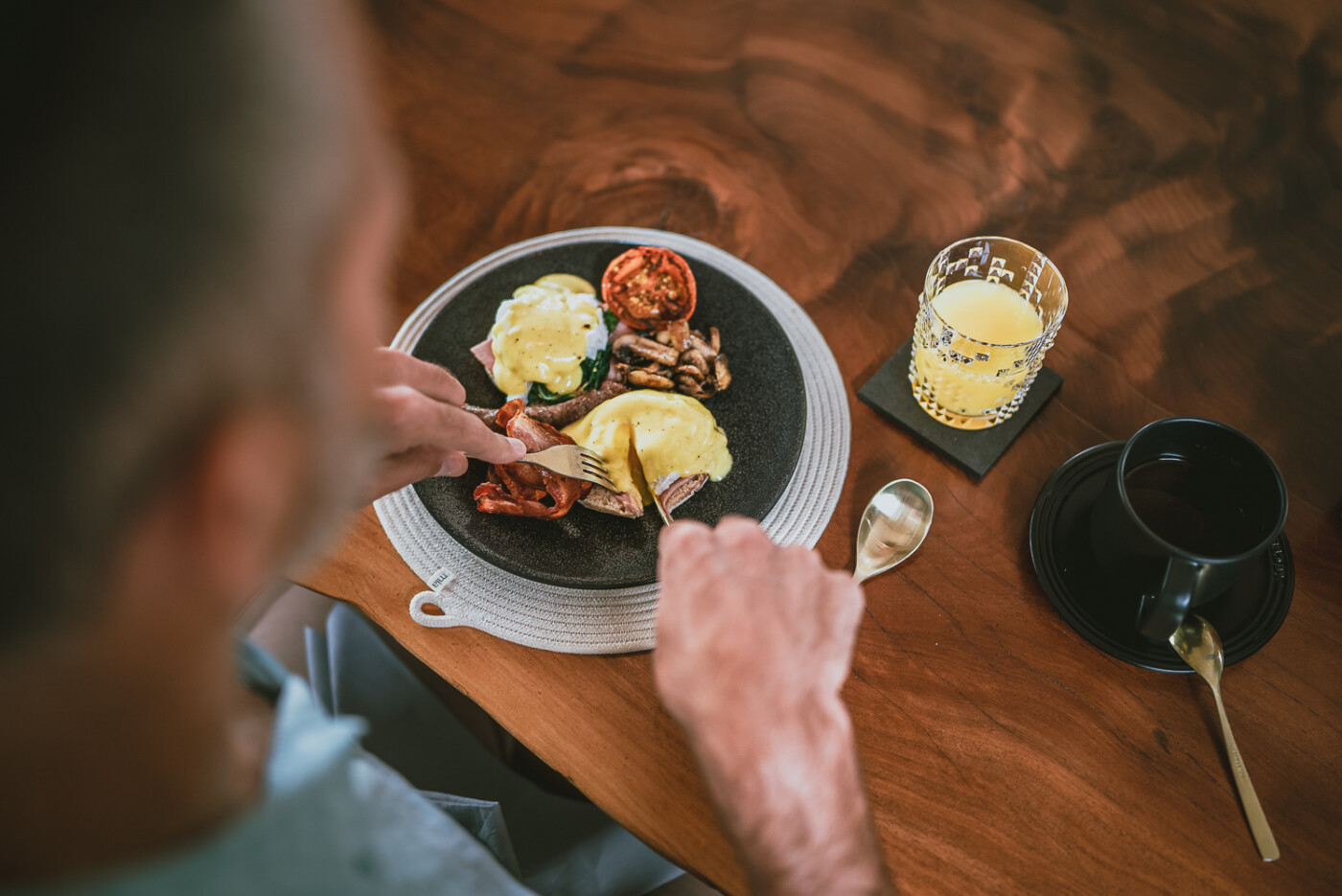 Delicious Eggs Benedict for breakfast at Cheetah Plains