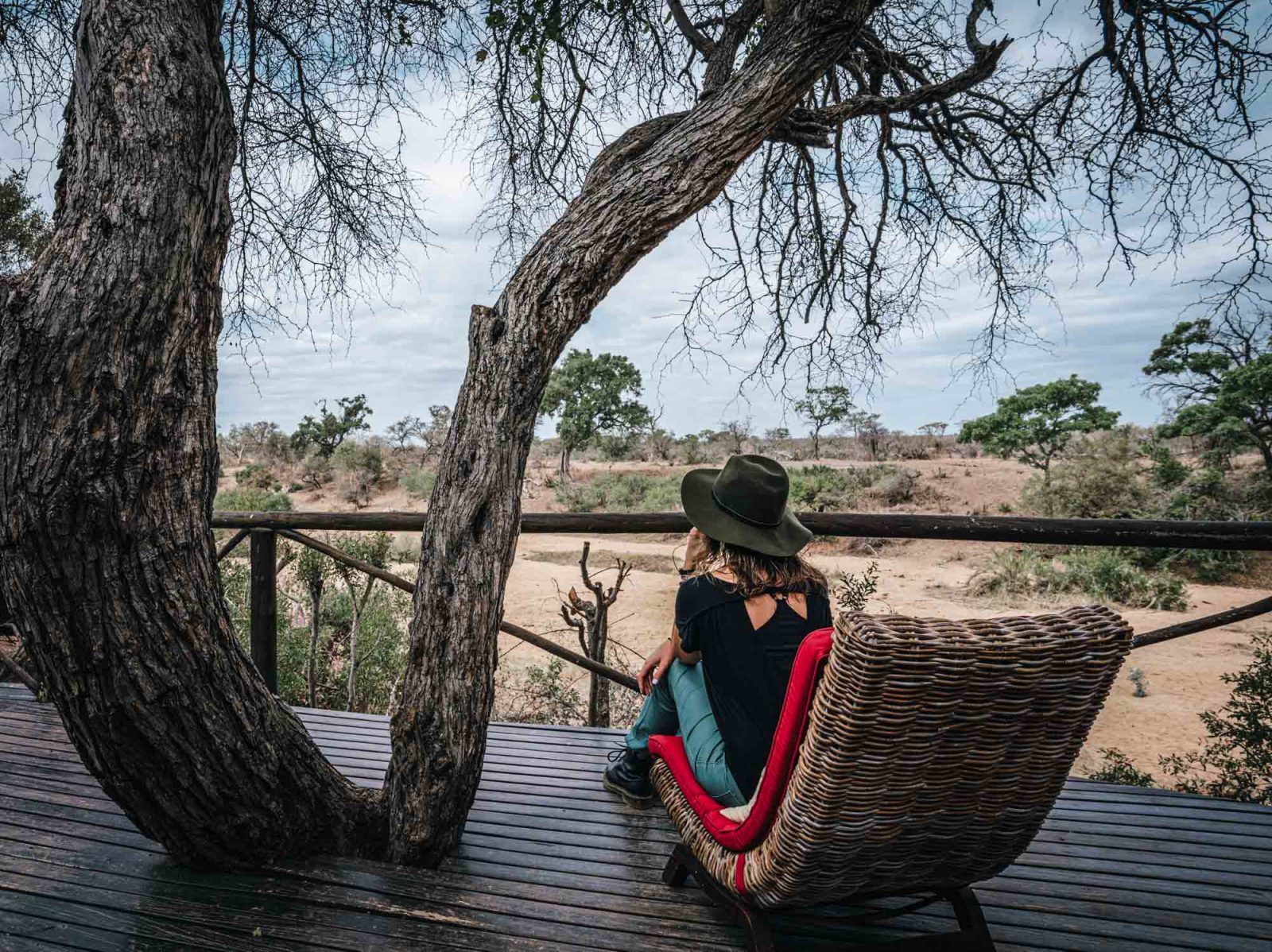 Overlooking the watering hole across the river at Umlani Bushcamp