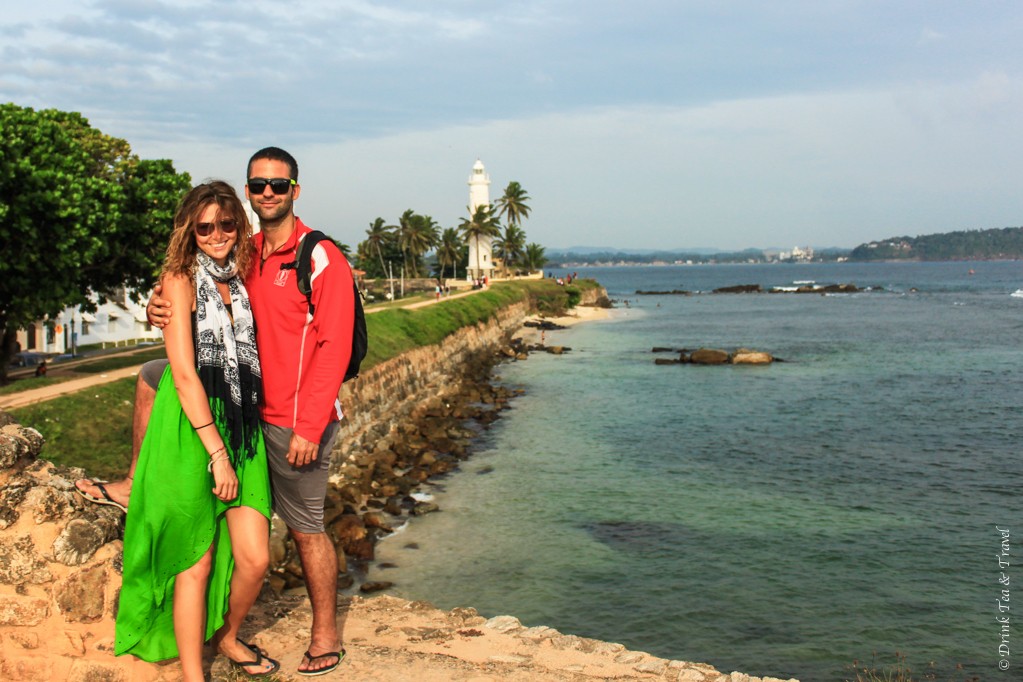 Max and I sporting Christmas colours at Galle Fort on Christmas Eve, Sri Lanka,