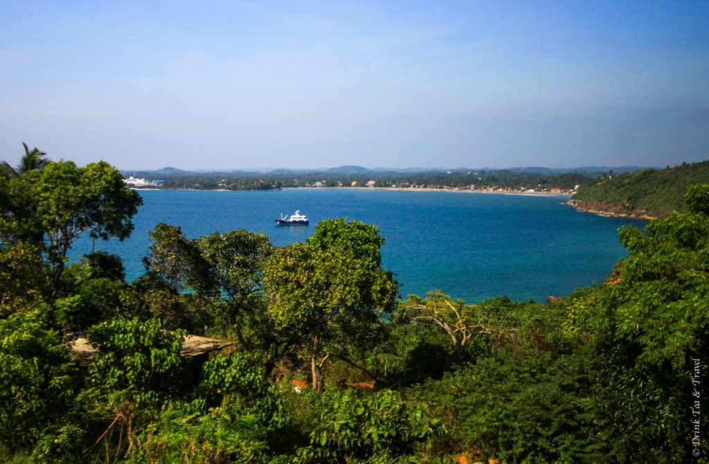 Overlooking Sri Lanka from the Japanese Peace Pagoda in Unawatuna. Nothing but blue skies and lush greenery.