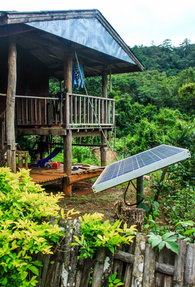 Solar panel outside the village home was meant to power up the house after dark