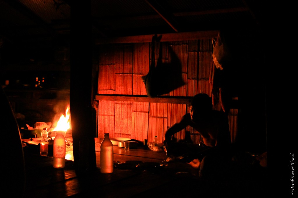 Korn enjoying his dinner in the dark