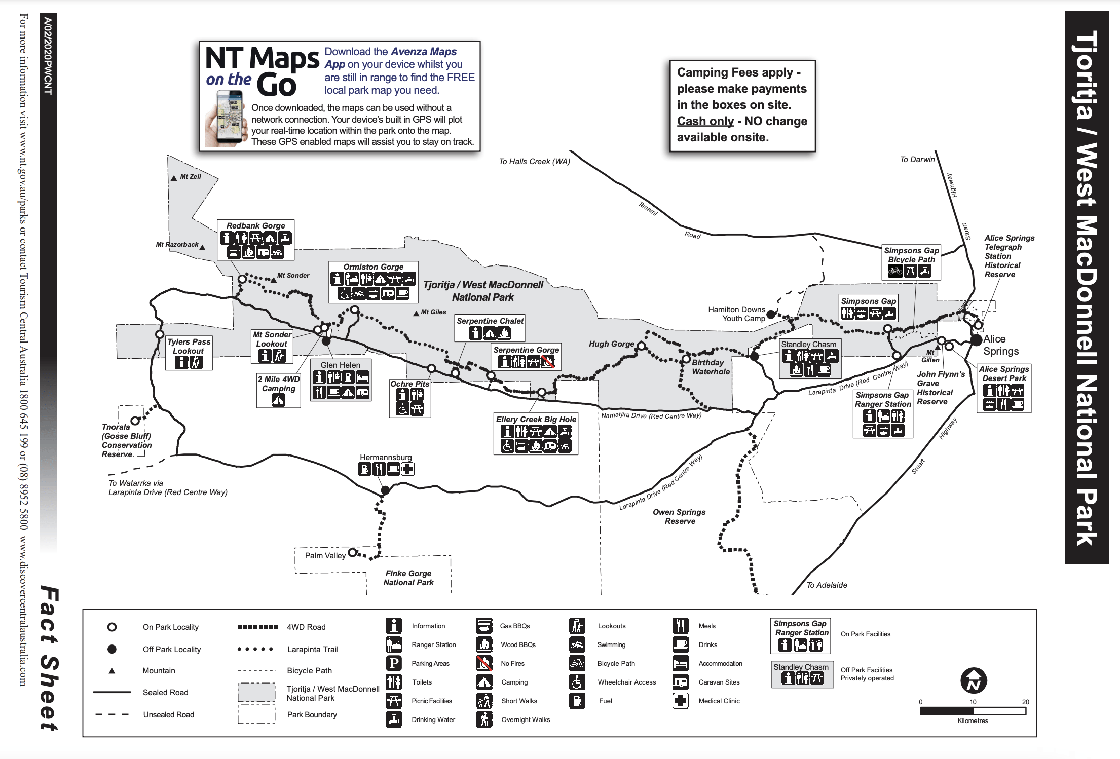 TjoritjaWest MacDonnell National Park map