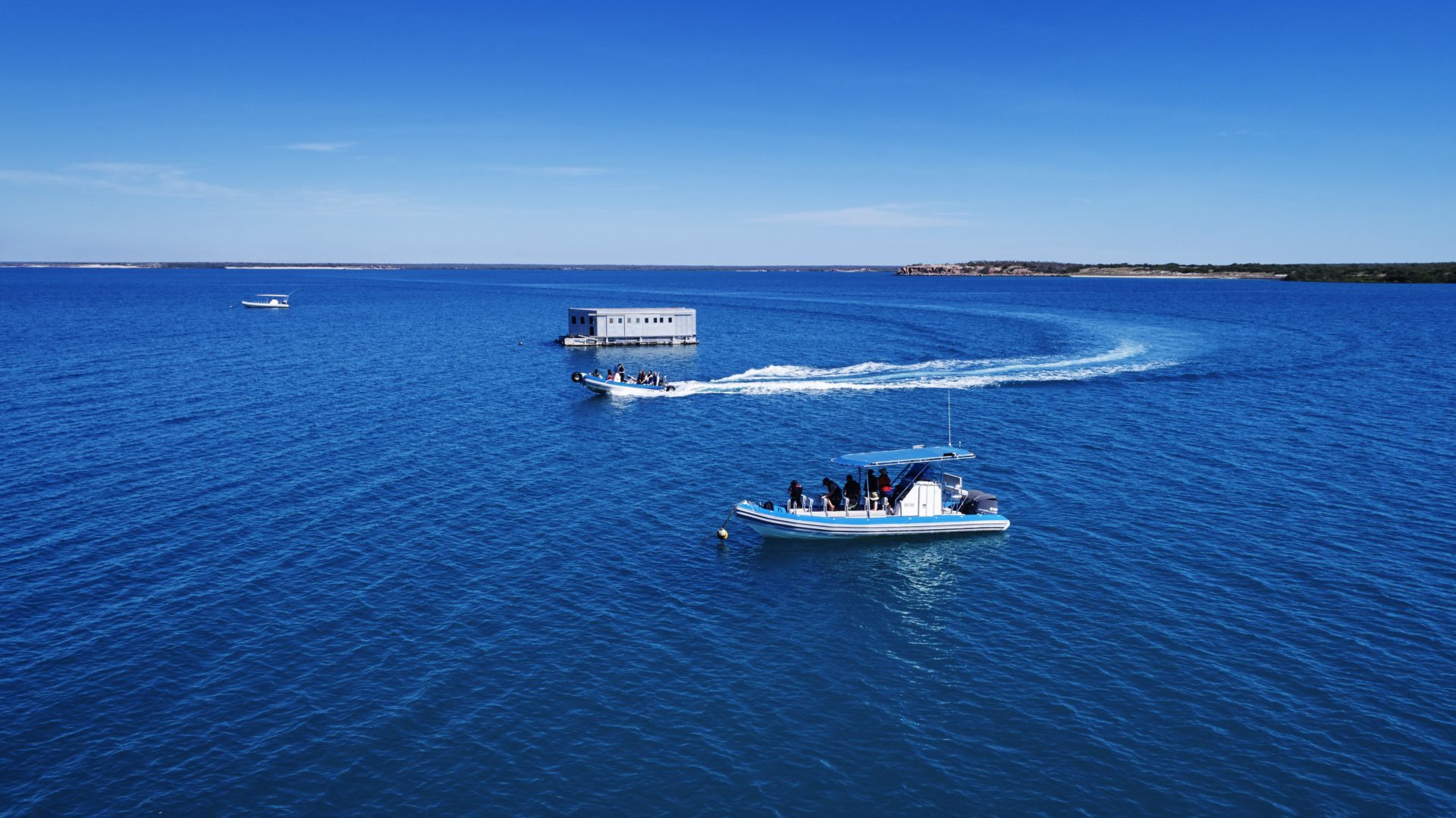 Aerial view of the 'Giant Tides' tour operated by the Cygnet Bay Pearl Farm