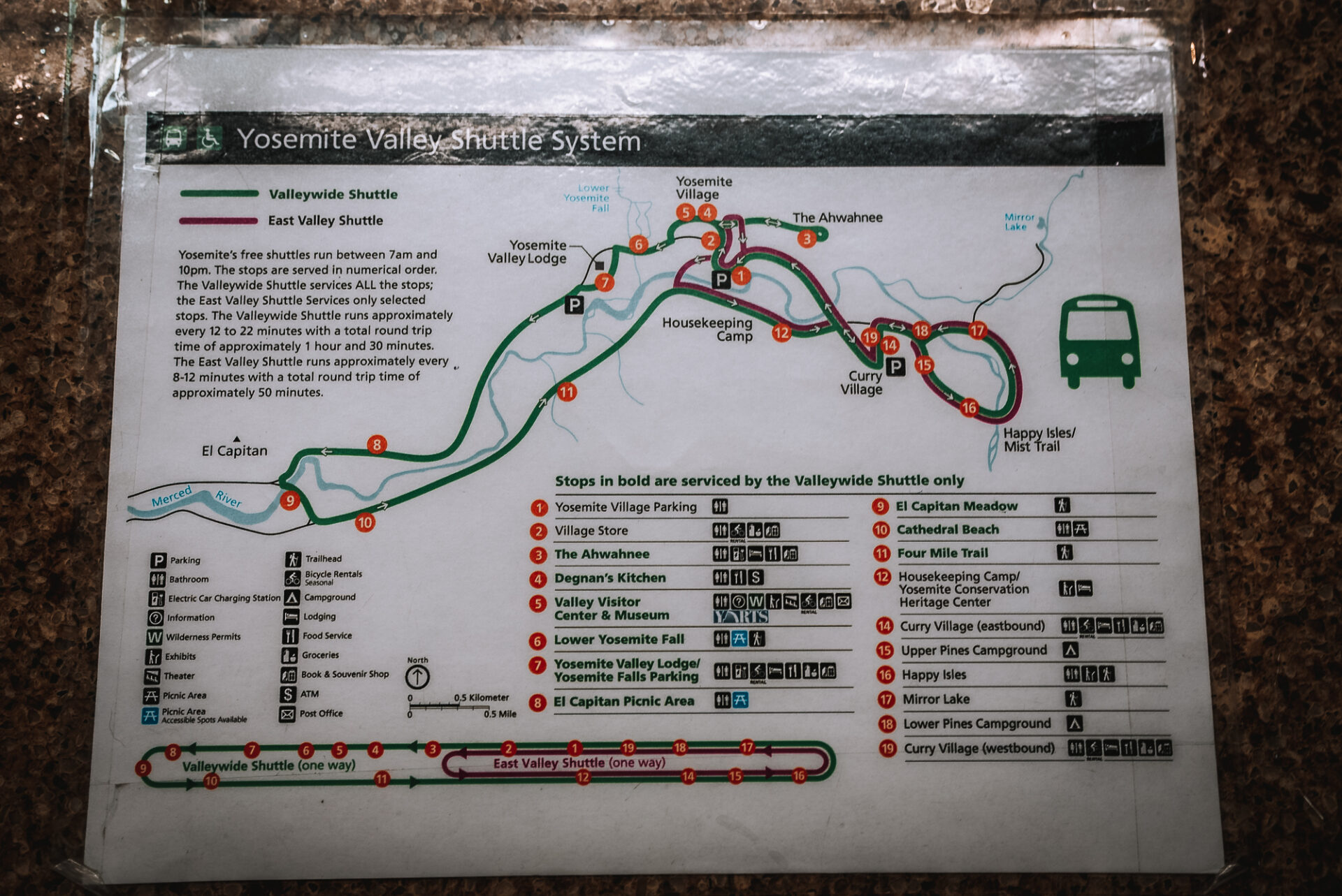 Yosemite National Park Shuttle map