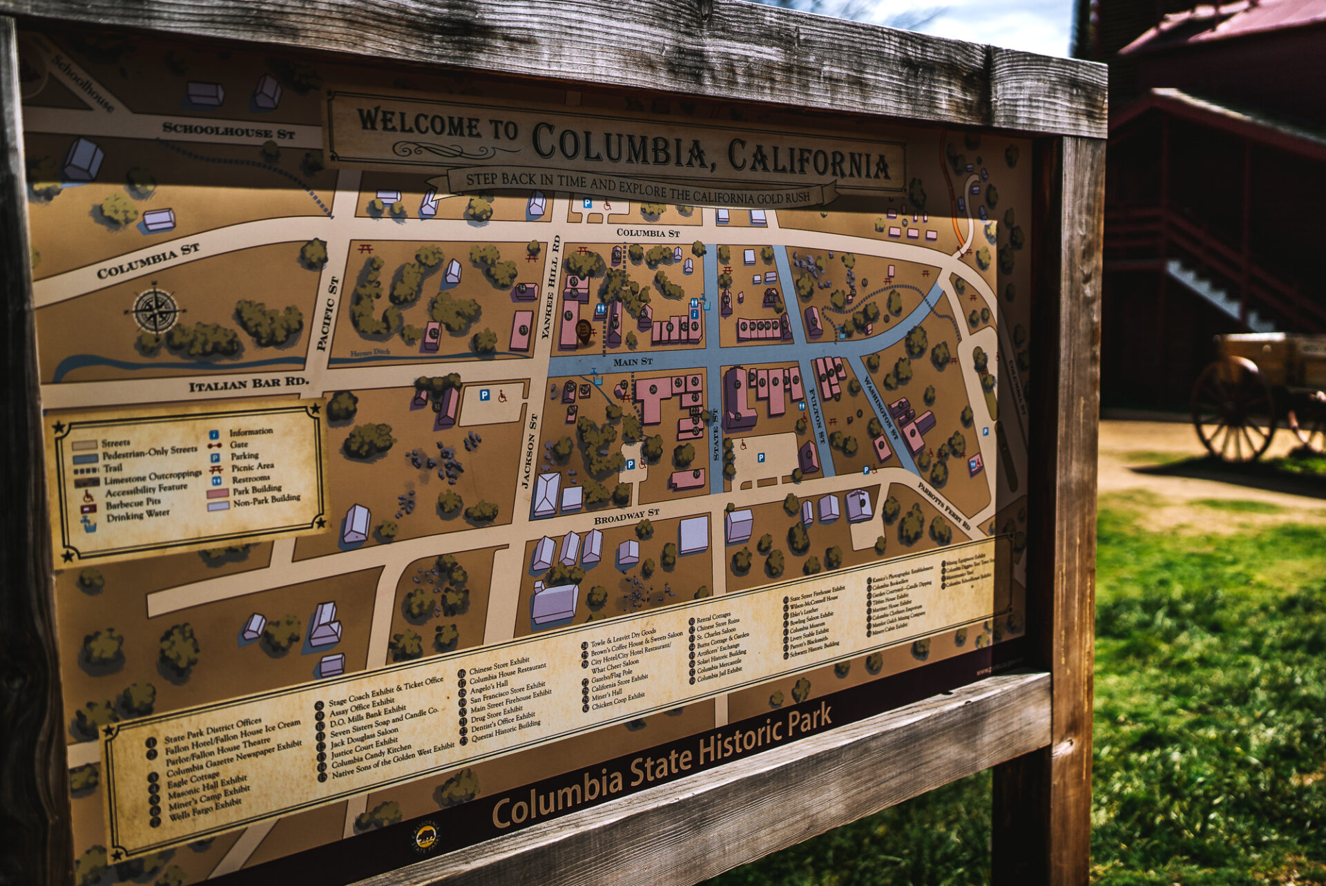 USA California Yosemite Tuolumne County Columbia State Historic Park map 08594