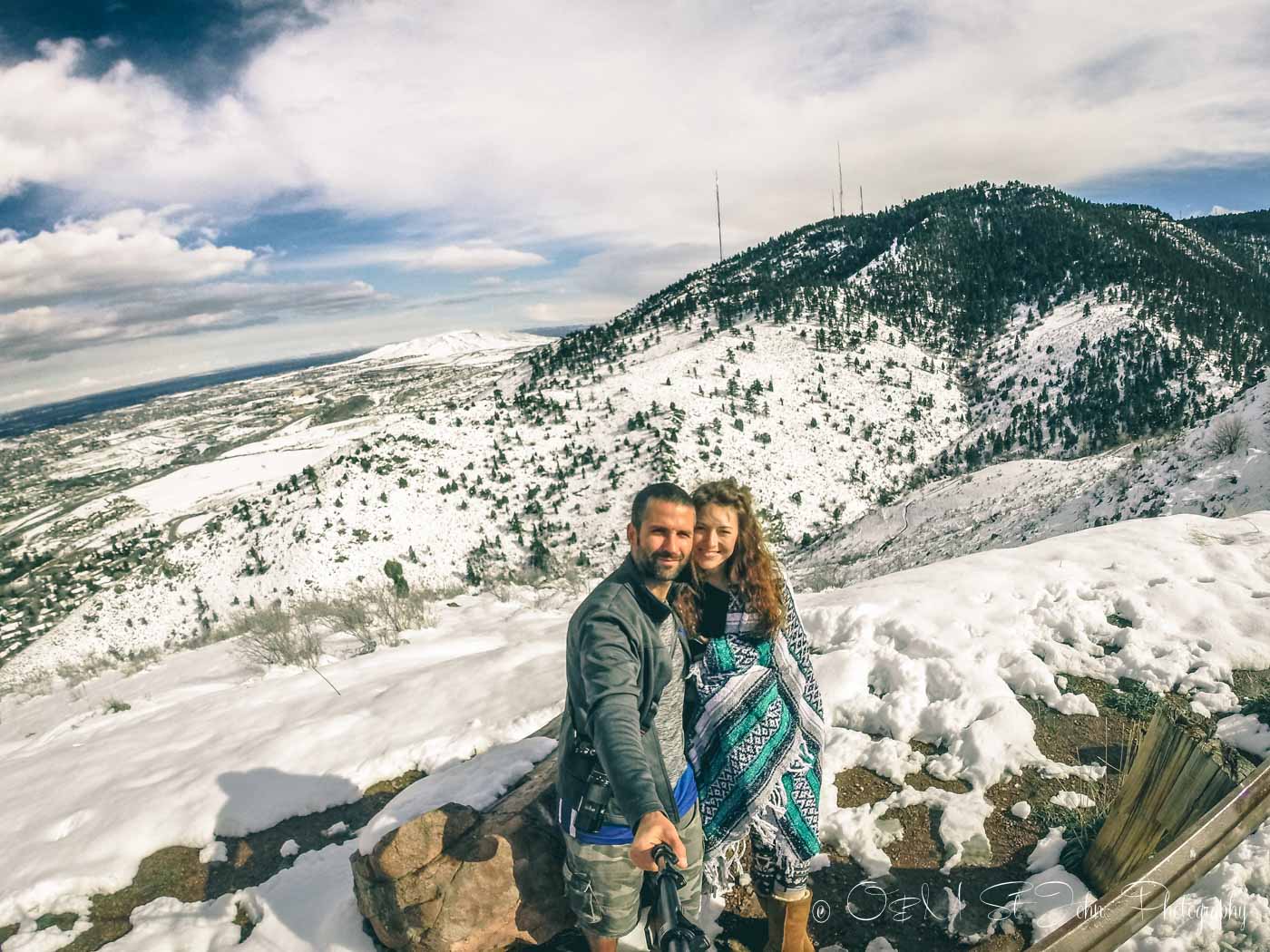 Colorado road trip: Beautiful Denver in the snow. View from the Lookout Mountain. Colorado. USA