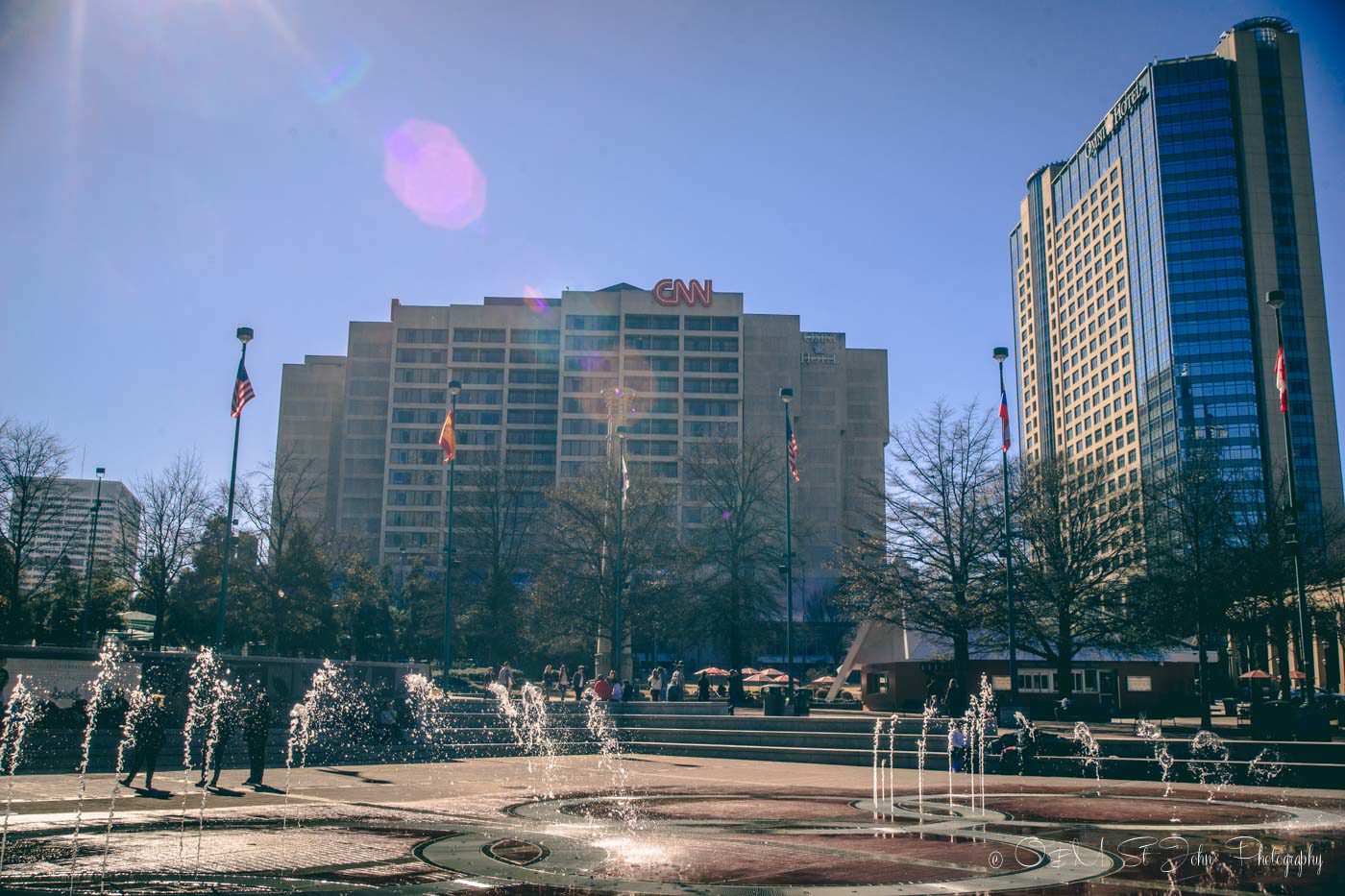 Centennial Olympic Park with CNN building in the background. Atlanta. USA